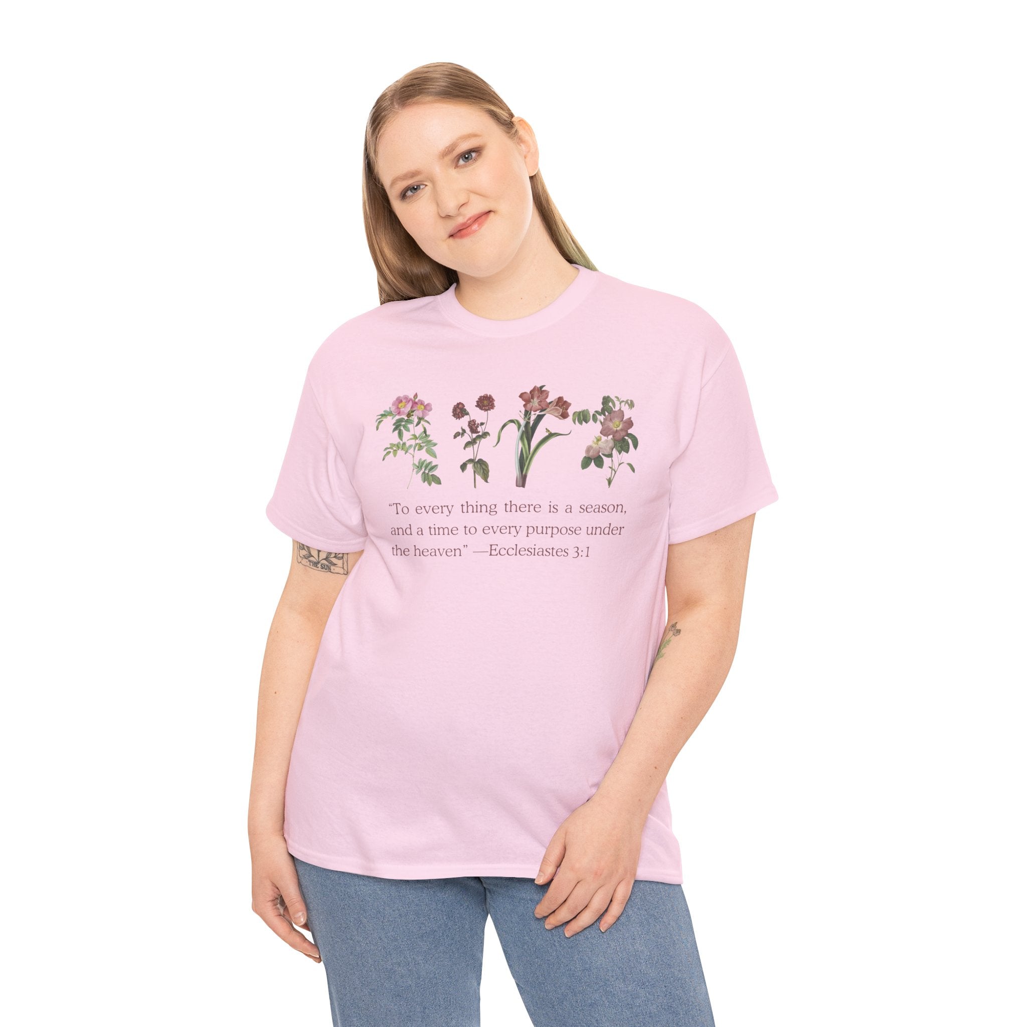Christian -Biblical Inspirational Floral Quote Tee, Nature Lover Gift, Eco-Friendly Fashion, Casual Everyday Wear