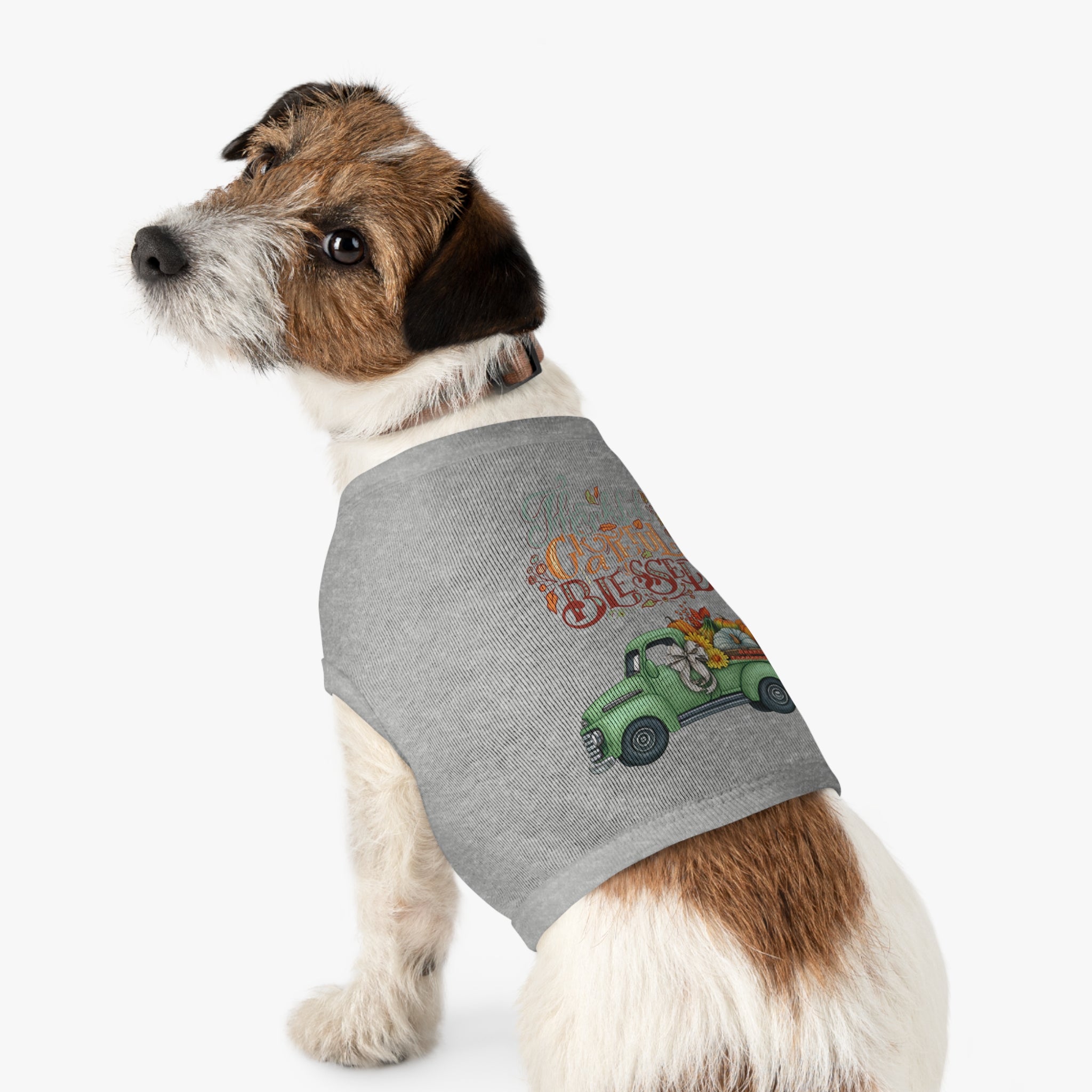 Thankful Pet Tank Top | Grateful & Blessed | Fall Dog Apparel | Cute Pet Outfit | Pumpkin Theme | Autumn Dog Clothing