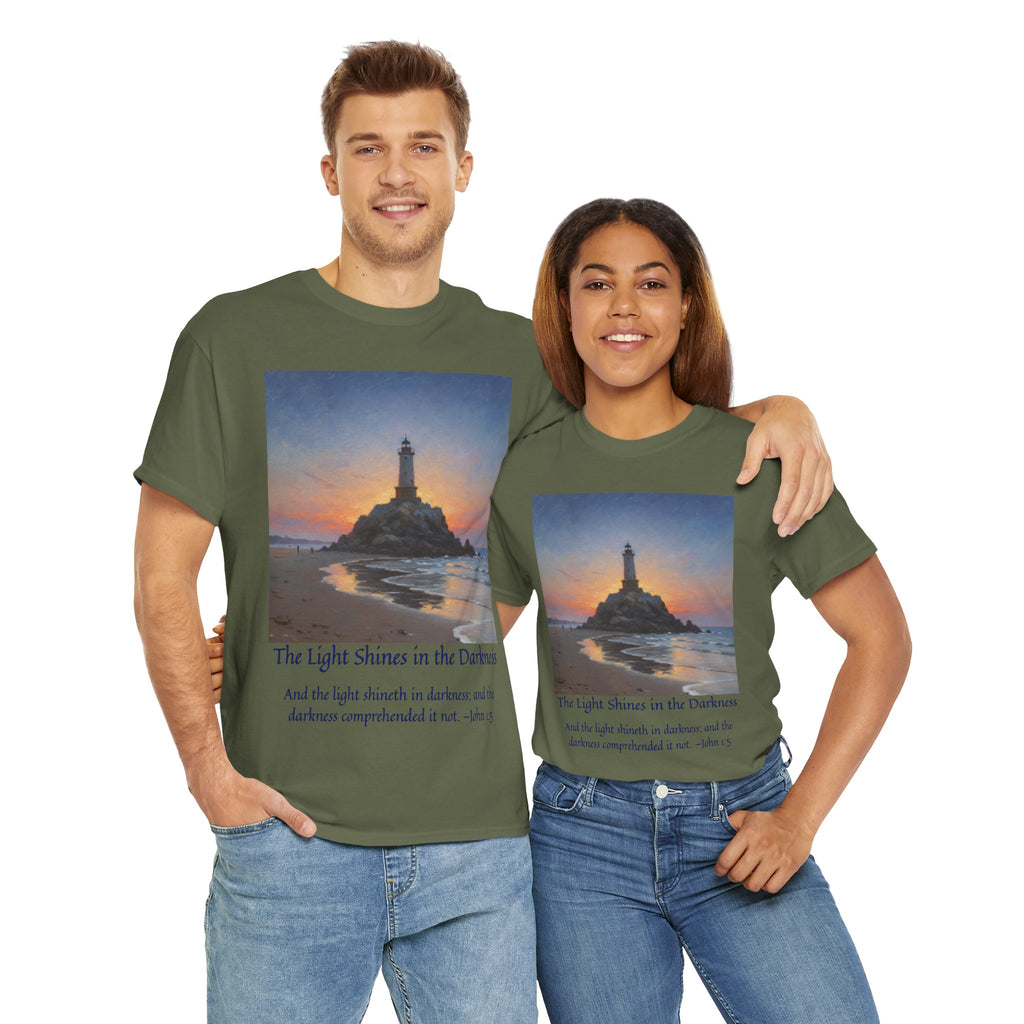 Light in Darkness Unisex Cotton Tee-inspired by Monet, Inspirational Shirt, Bible Verse Tee, Faith-Based Apparel, Perfect Gift for All Occasions