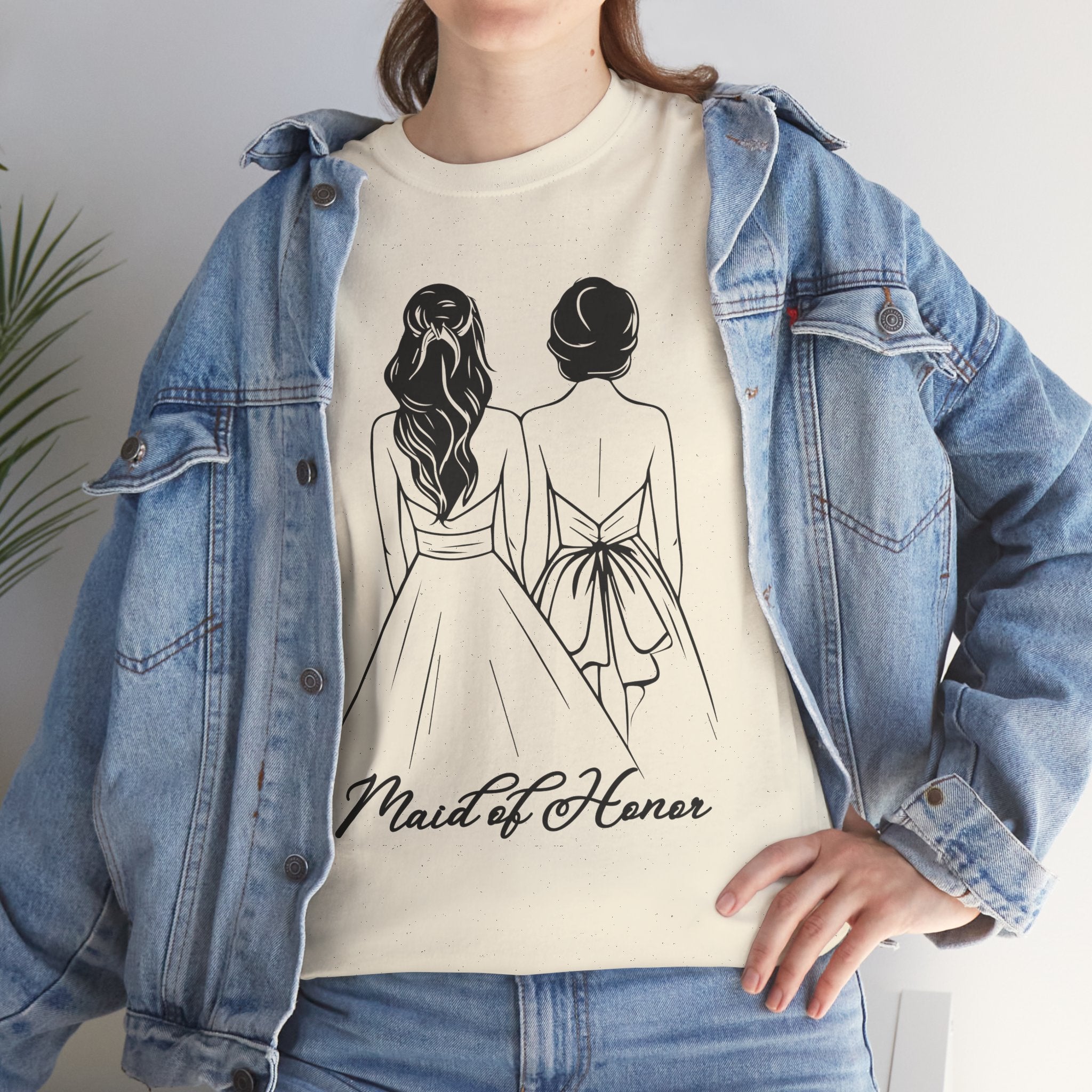 Maid of Honor Tee, Unisex Heavy Cotton T-Shirt, Wedding Gift, Bridal Party Attire, Customizable Bridal Wear, Fun Bachelorette Shirt