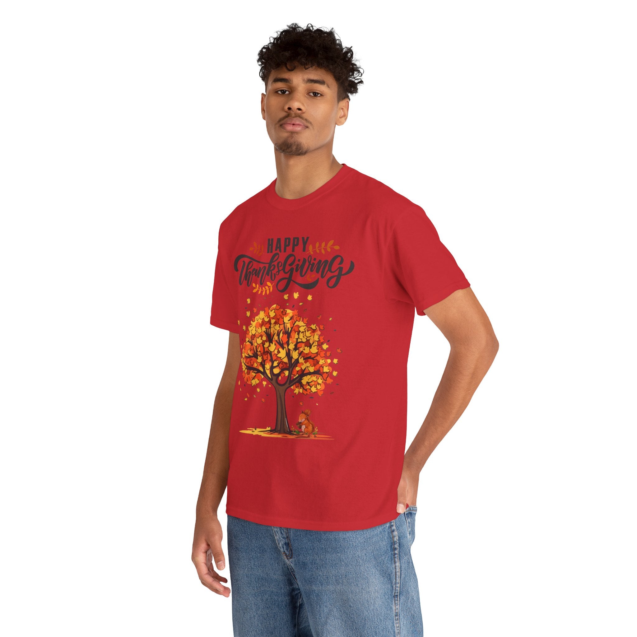 Happy Thanksgiving Tree Unisex Tee, Autumn Shirt, Holiday Apparel, Fall Fashion, Seasonal Gift