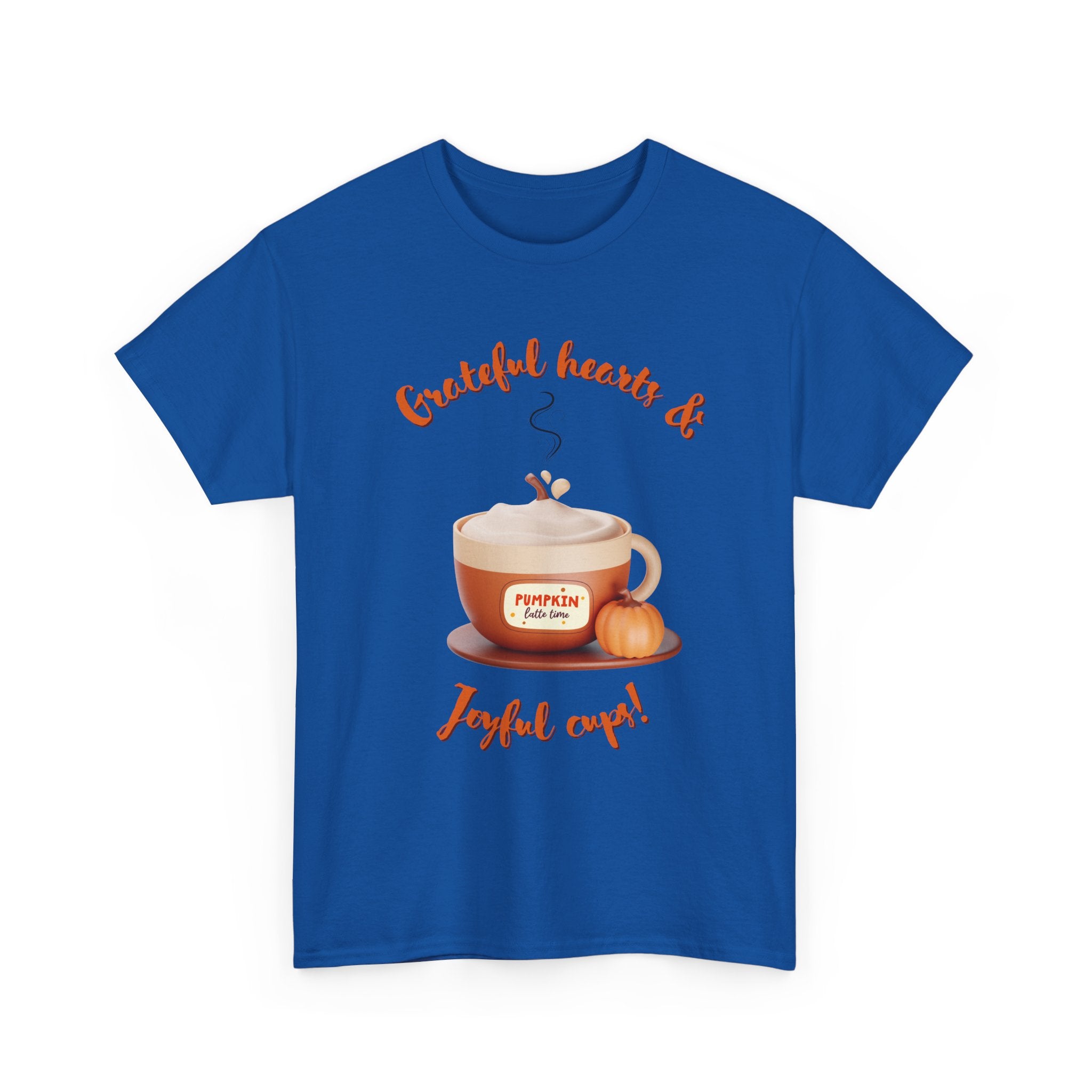 Happy Thanksgiving- Grateful Hearts & Joyful Cups Unisex Tee, Cozy Fall T-Shirt, Thanksgiving Gift, Coffee Lover Apparel, Autumn Fashion