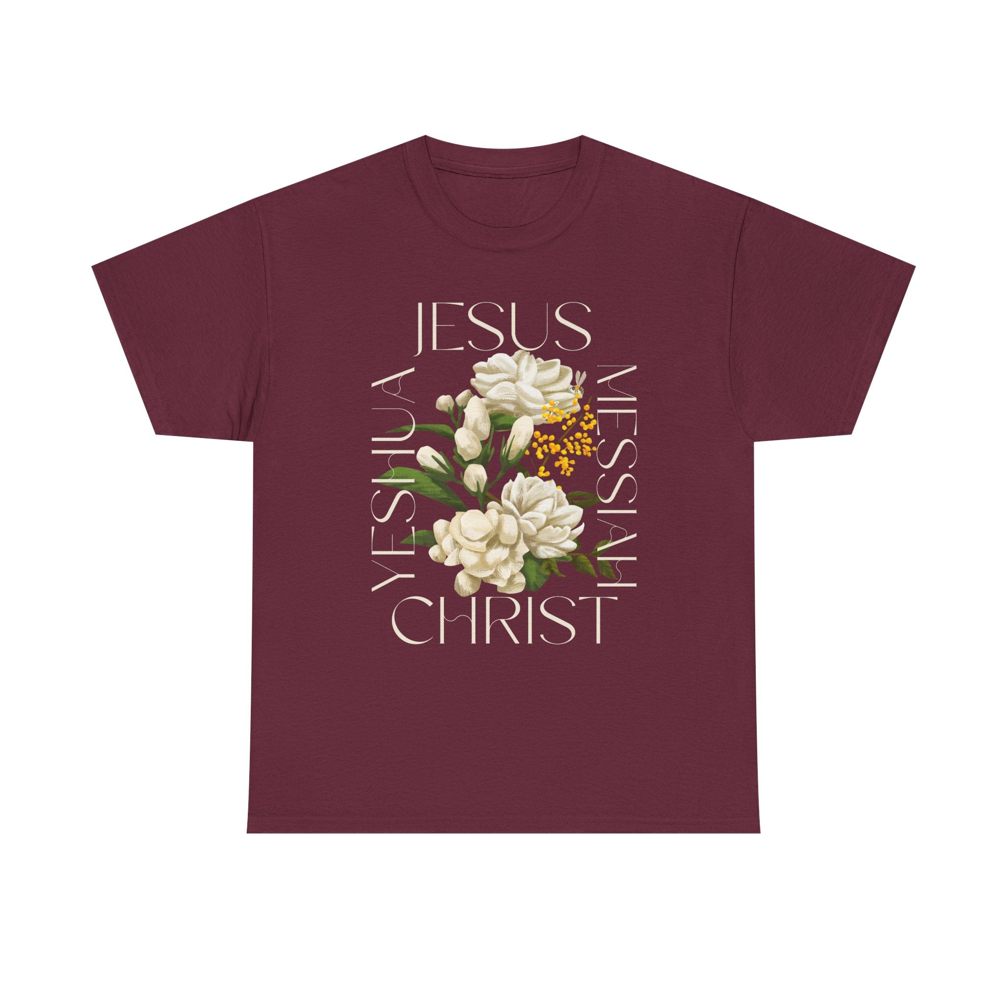 Floral Jesus Christ Tee, Spiritual T-Shirt, Inspirational Unisex Cotton Shirt, Gift for Believers, Christian Apparel
