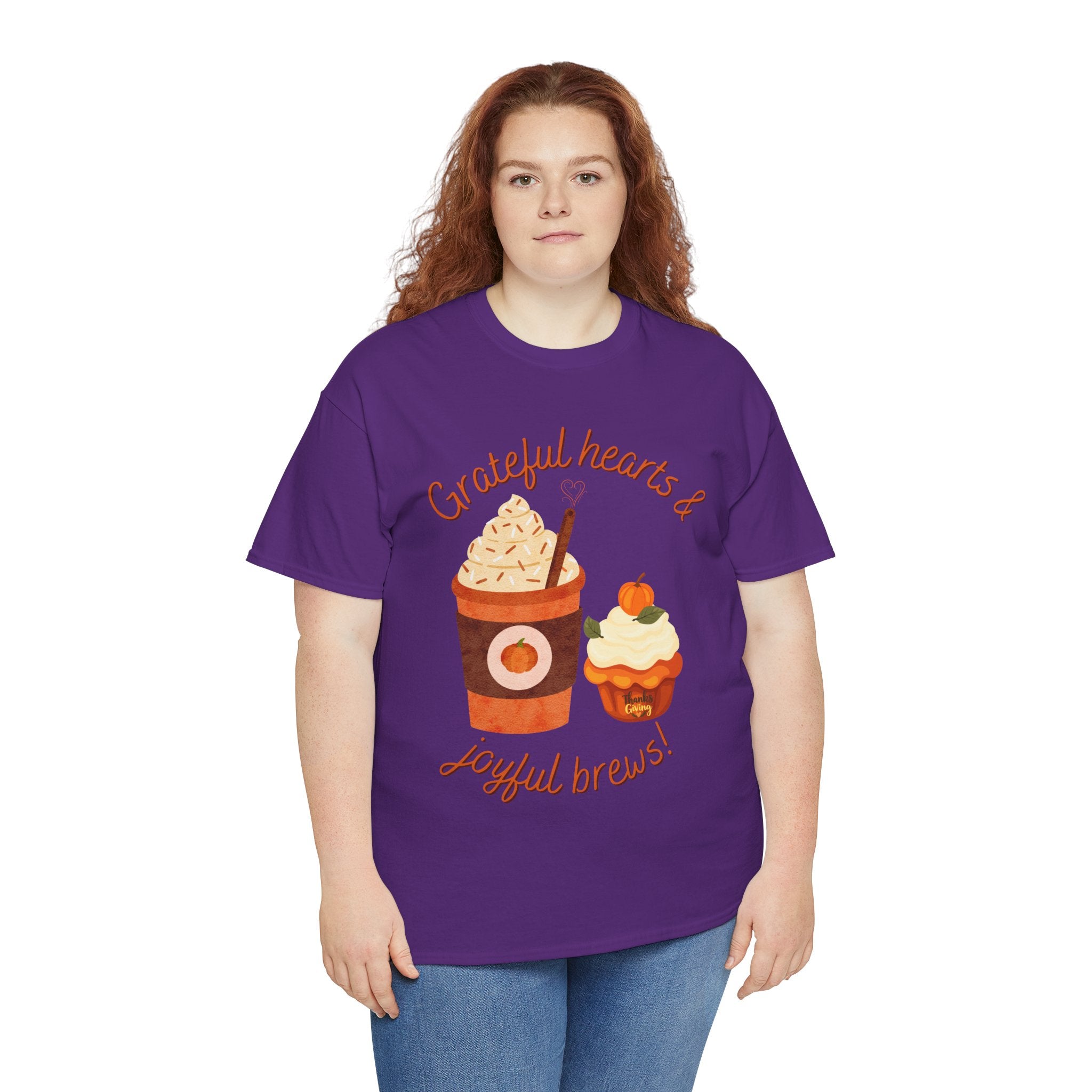 Happy Thanksgiving- Grateful Hearts & Joyful Brews Tee, Unisex Cotton Shirt, Coffee Lovers Gift, Casual Wear, Cute Tee for Celebrations, Fall Fashion