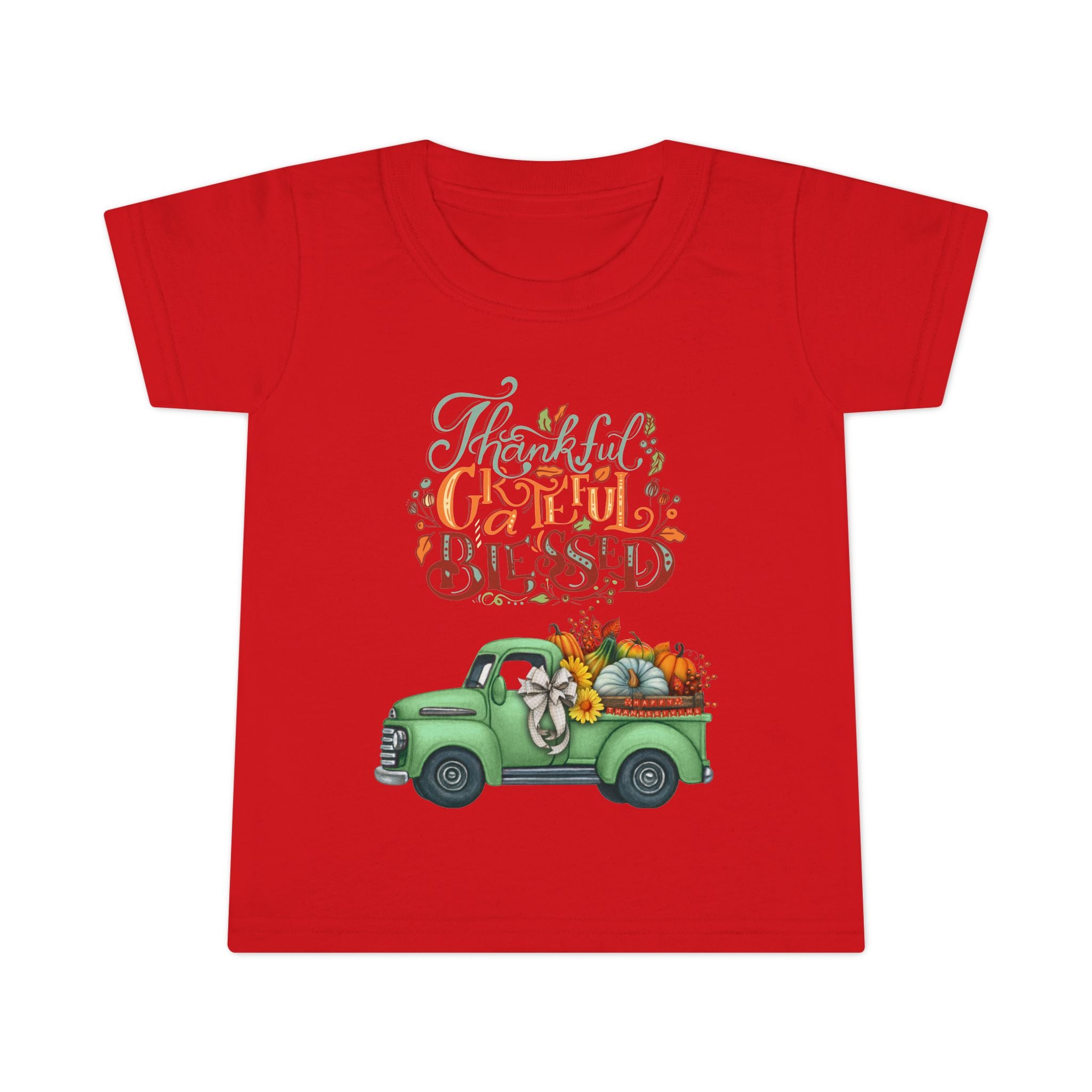 Toddler Tee - Cute Green Truck with Fruits and Vegetables - Cozy Fall Vibe, Perfect for Thanksgiving, Autumn Celebrations, Farmhouse [...]