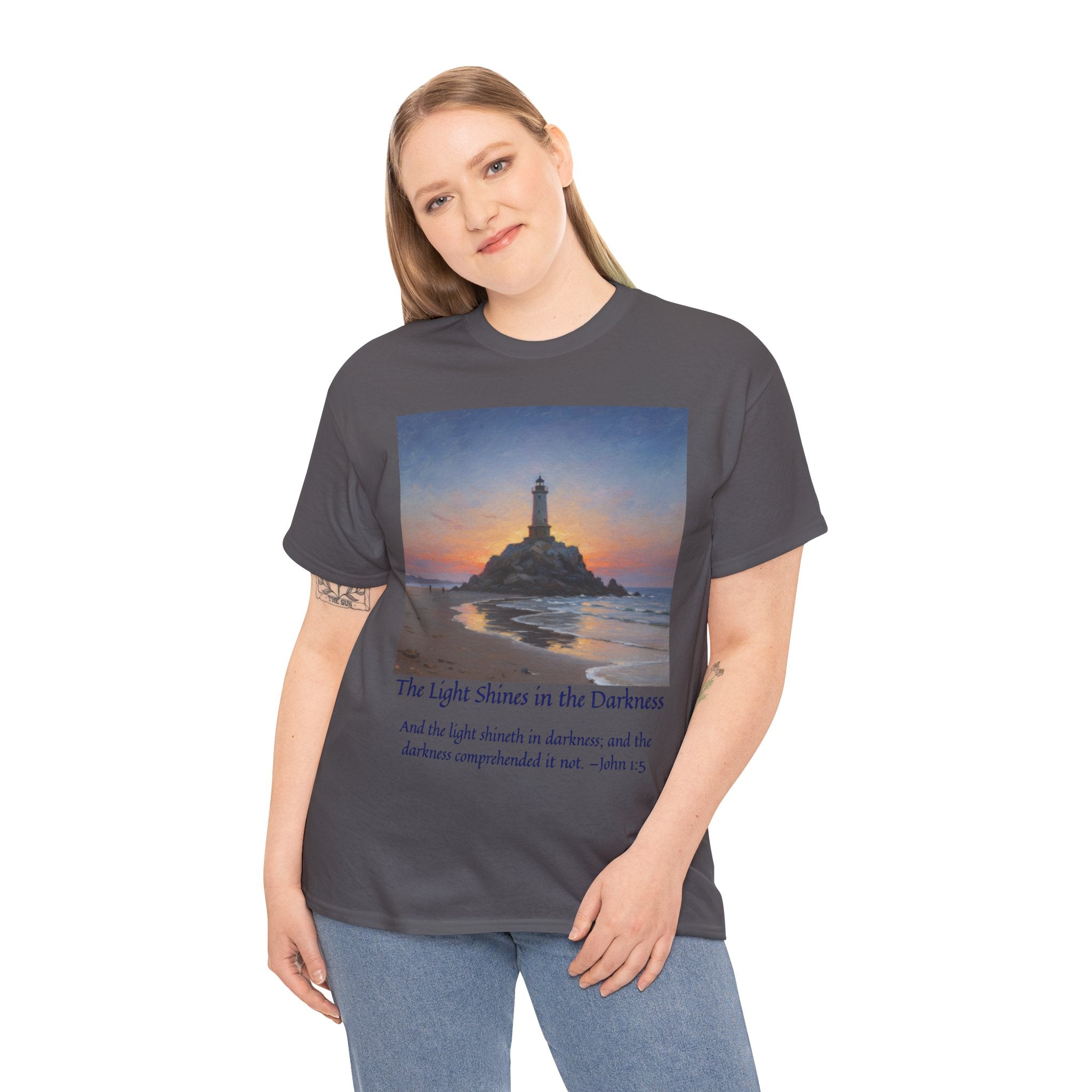 Light in Darkness Unisex Cotton Tee-inspired by Monet, Inspirational Shirt, Bible Verse Tee, Faith-Based Apparel, Perfect Gift for All Occasions