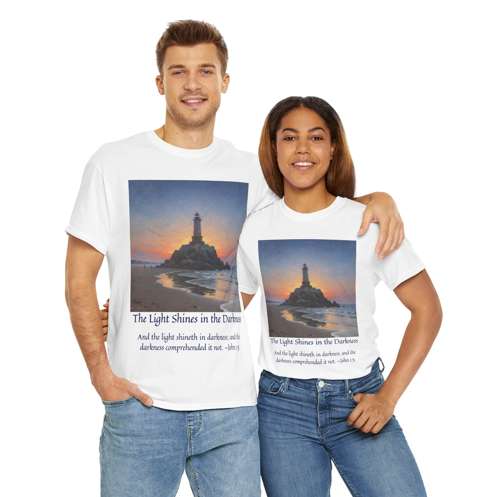 Light in Darkness Unisex Cotton Tee-inspired by Monet, Inspirational Shirt, Bible Verse Tee, Faith-Based Apparel, Perfect Gift for All Occasions
