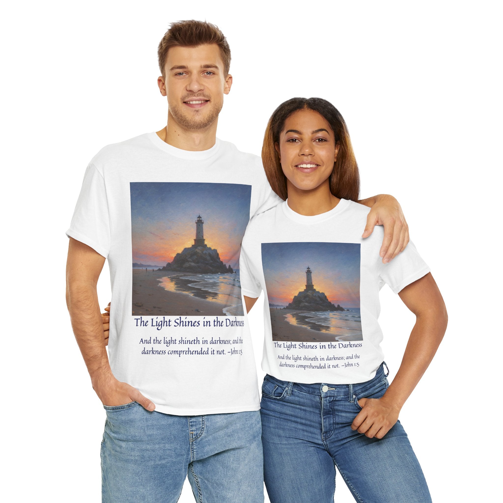 Light in Darkness Unisex Cotton Tee-inspired by Monet, Inspirational Shirt, Bible Verse Tee, Faith-Based Apparel, Perfect Gift for All Occasions