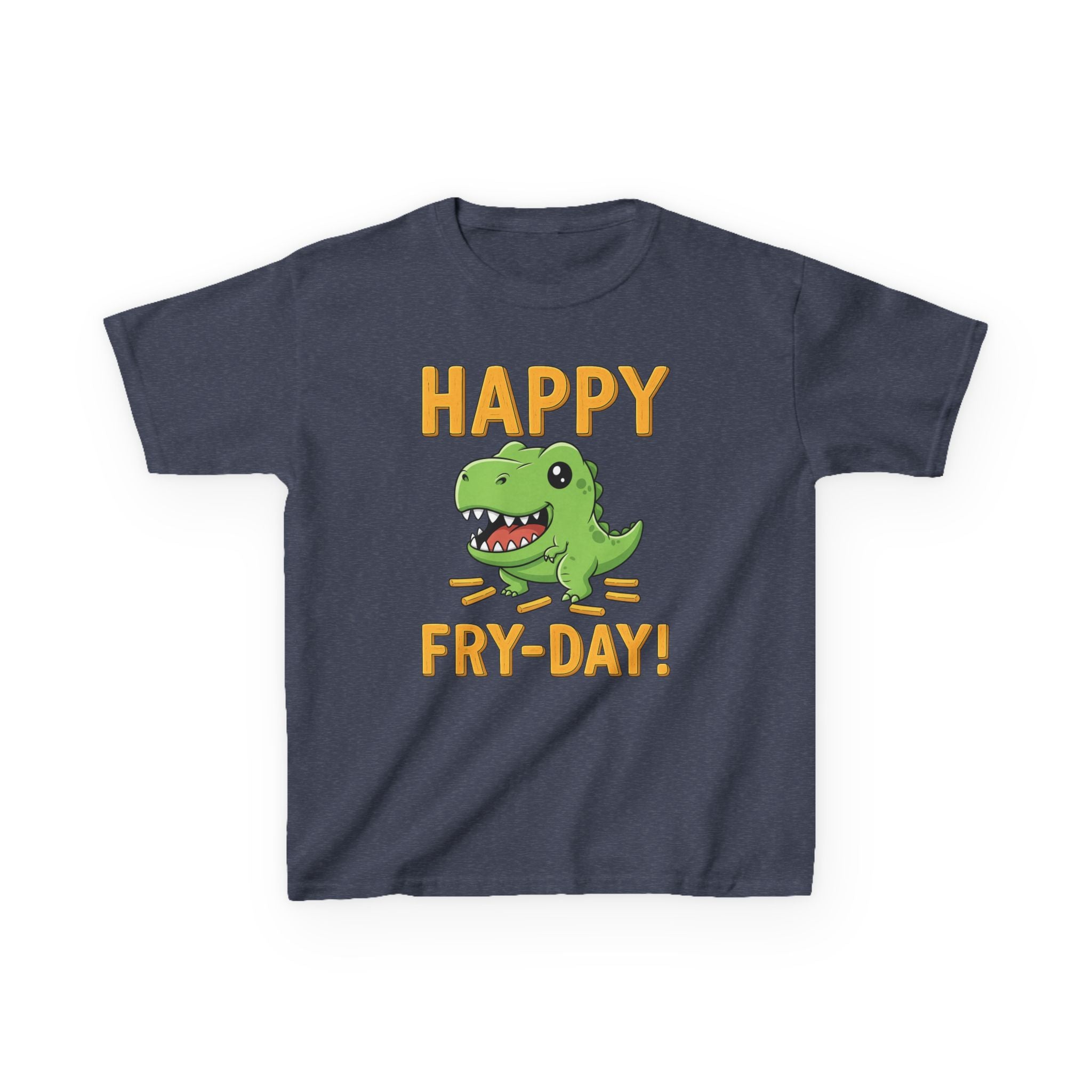 Happy Fry-Day Kids Tee, Fun Dinosaur T-Shirt, Kids Cotton Shirt, Birthday Gift, Everyday Wear, Summer Fun, Playful Tee