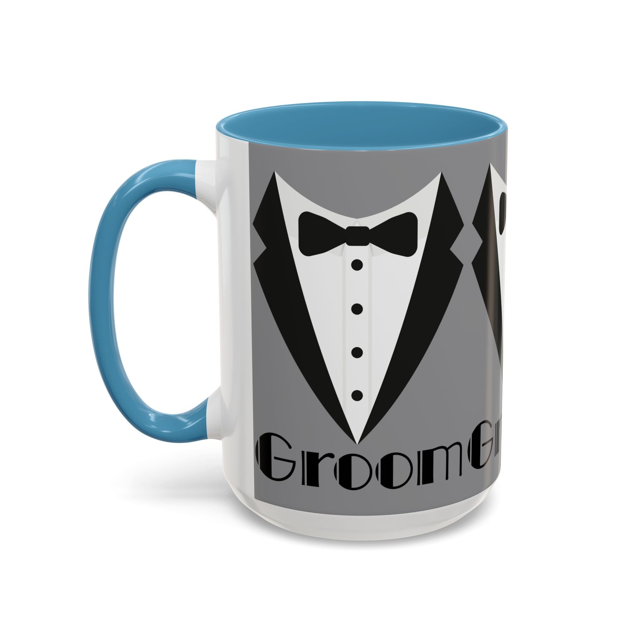 Groom Coffee Mug, Wedding Gift, Groomsmen Party Mug, Black and White Accent Mug, Engagement Celebration