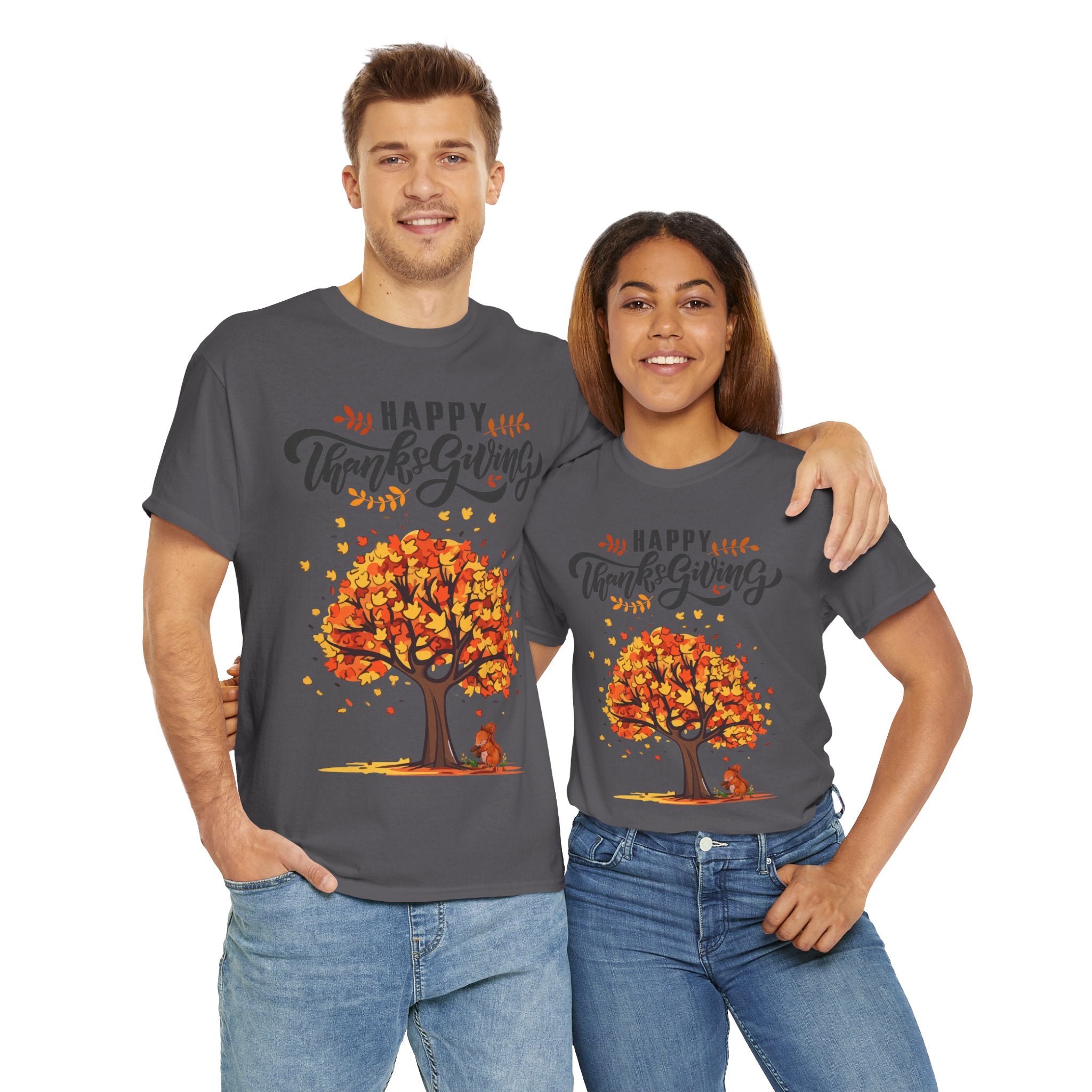 Happy Thanksgiving Tree Unisex Tee, Autumn Shirt, Holiday Apparel, Fall Fashion, Seasonal Gift