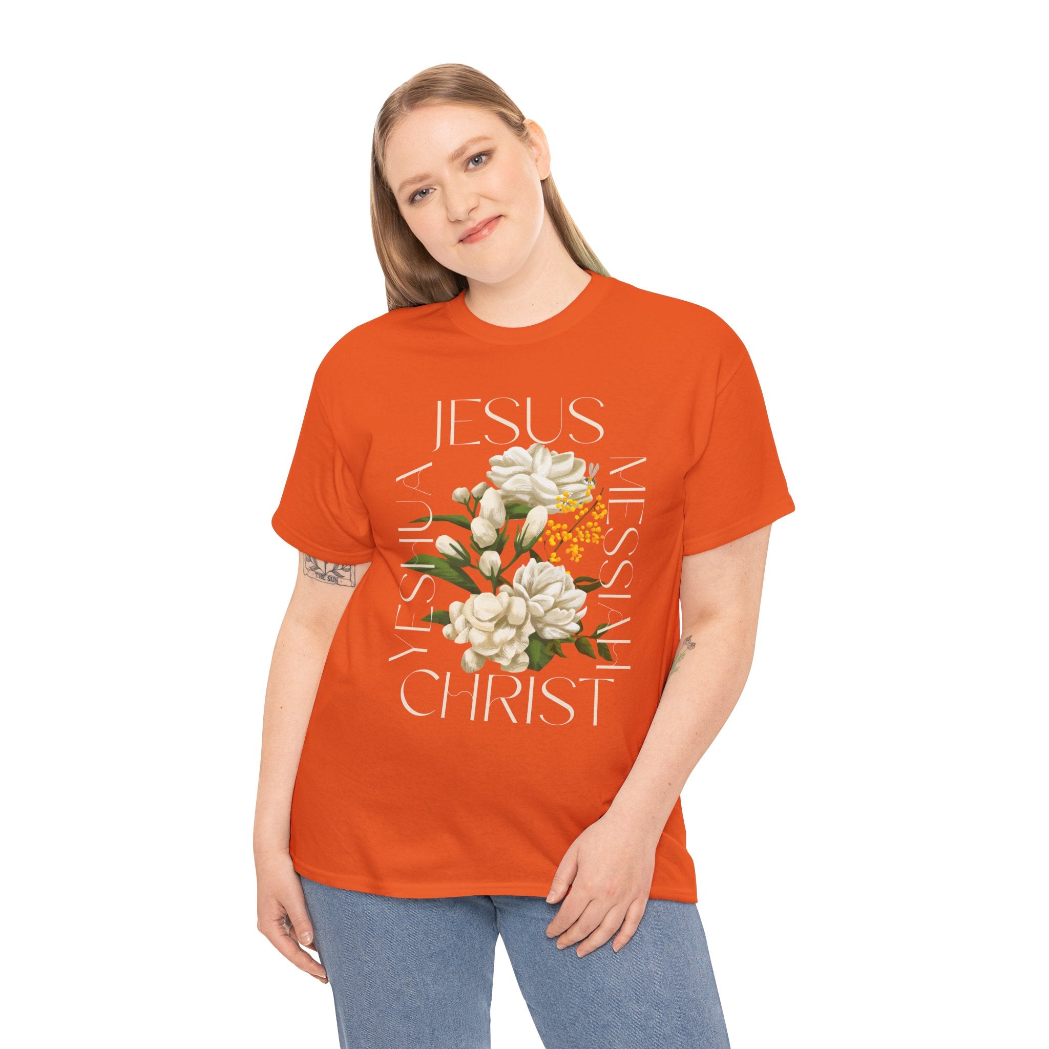 Floral Jesus Christ Tee, Spiritual T-Shirt, Inspirational Unisex Cotton Shirt, Gift for Believers, Christian Apparel