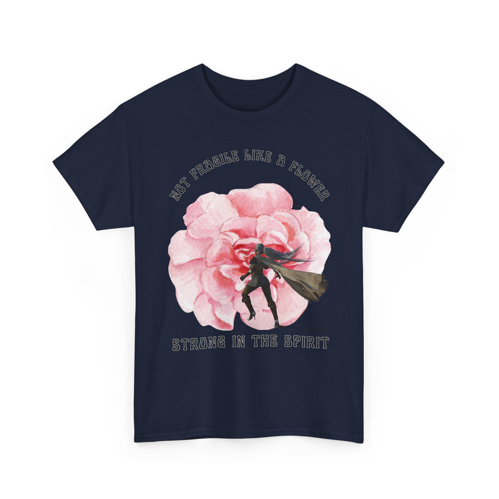 Unisex Heavy Cotton Tee with Empowering Floral Design, Inspirational T-Shirt, Gift for Her, Self-Care Shirt, Women's Day Apparel