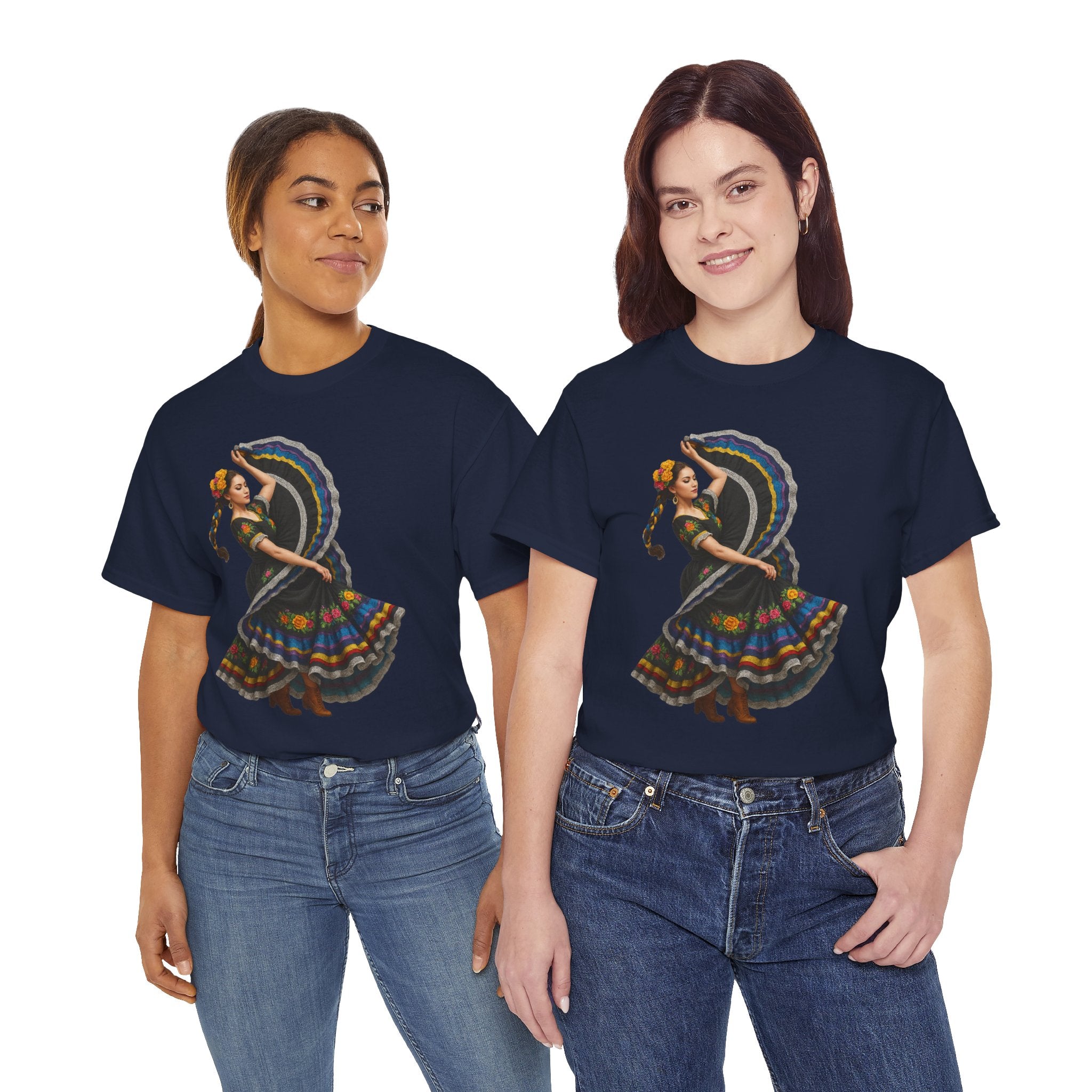 Folklórico Cultural Dance Graphic Tee, Unisex Heavy Cotton T-Shirt, Festival Apparel, Bohemian Style Shirt, Gift for Dancers, Ethnic Art Tee