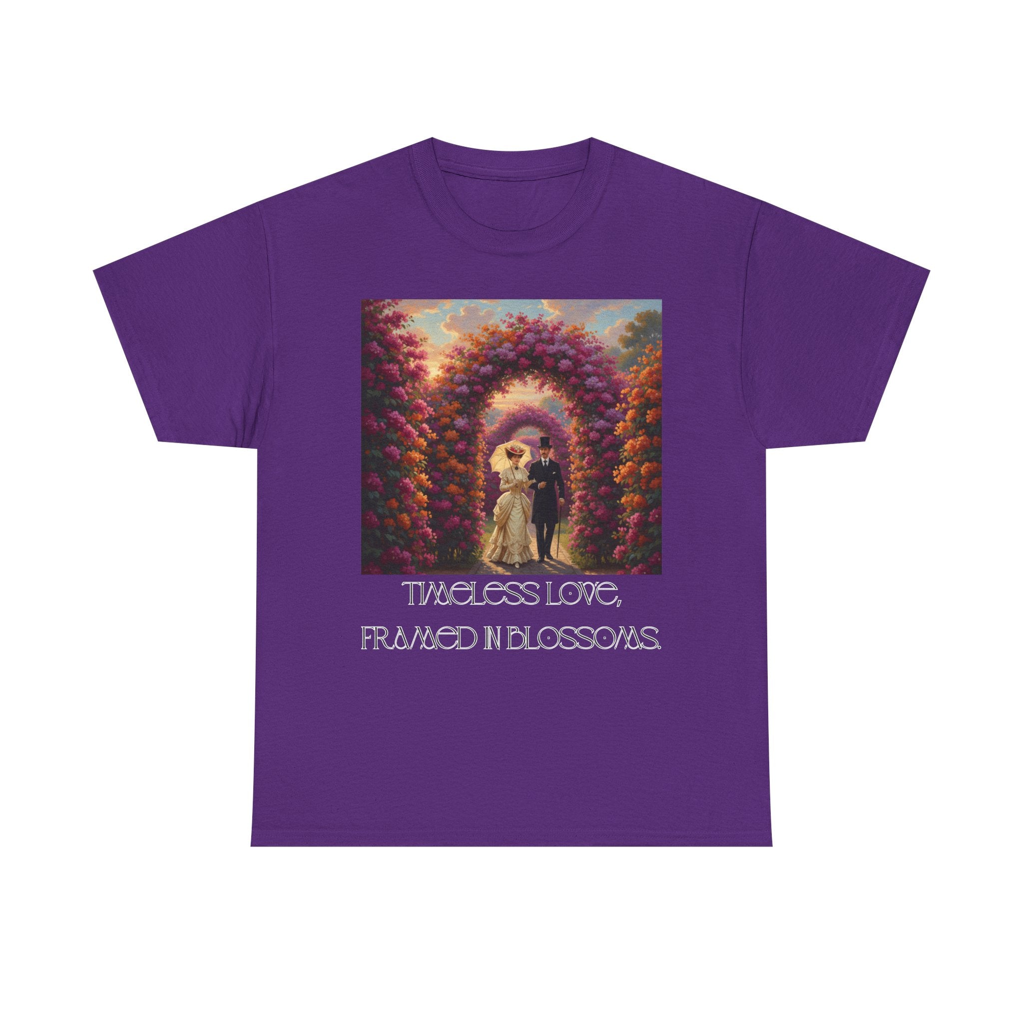 Whimsical Unisex Heavy Cotton Tee, Bohemian Vintage Shirt, Relaxed Fit Graphic Tee, Spring Flower T-Shirt, Casual Everyday Wear