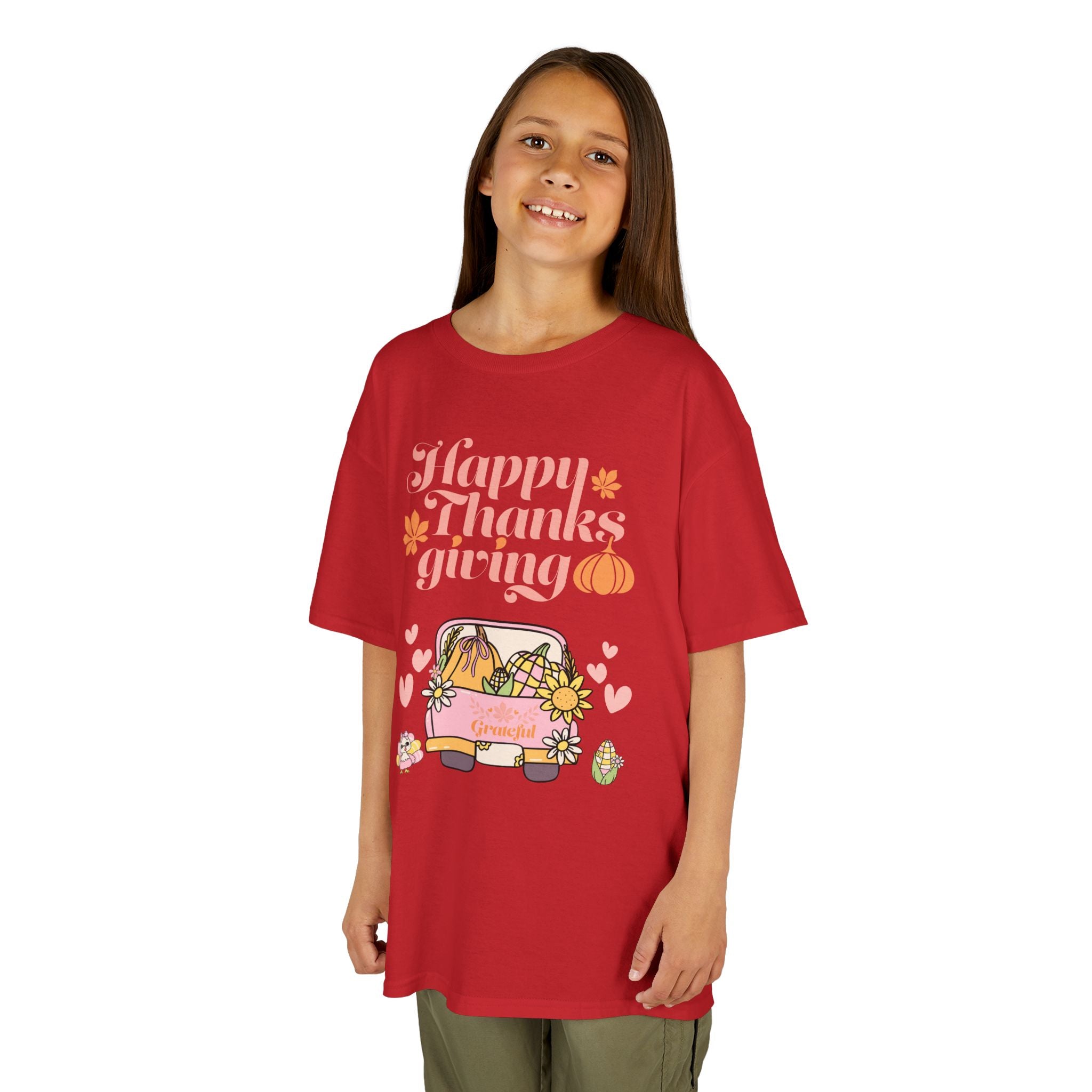 Happy Thanksgiving Kids Tee, Fall T-Shirt, Cute Pumpkin Shirt, Autumn Apparel, Kids Harvest Tee, Seasonal Kids Clothing
