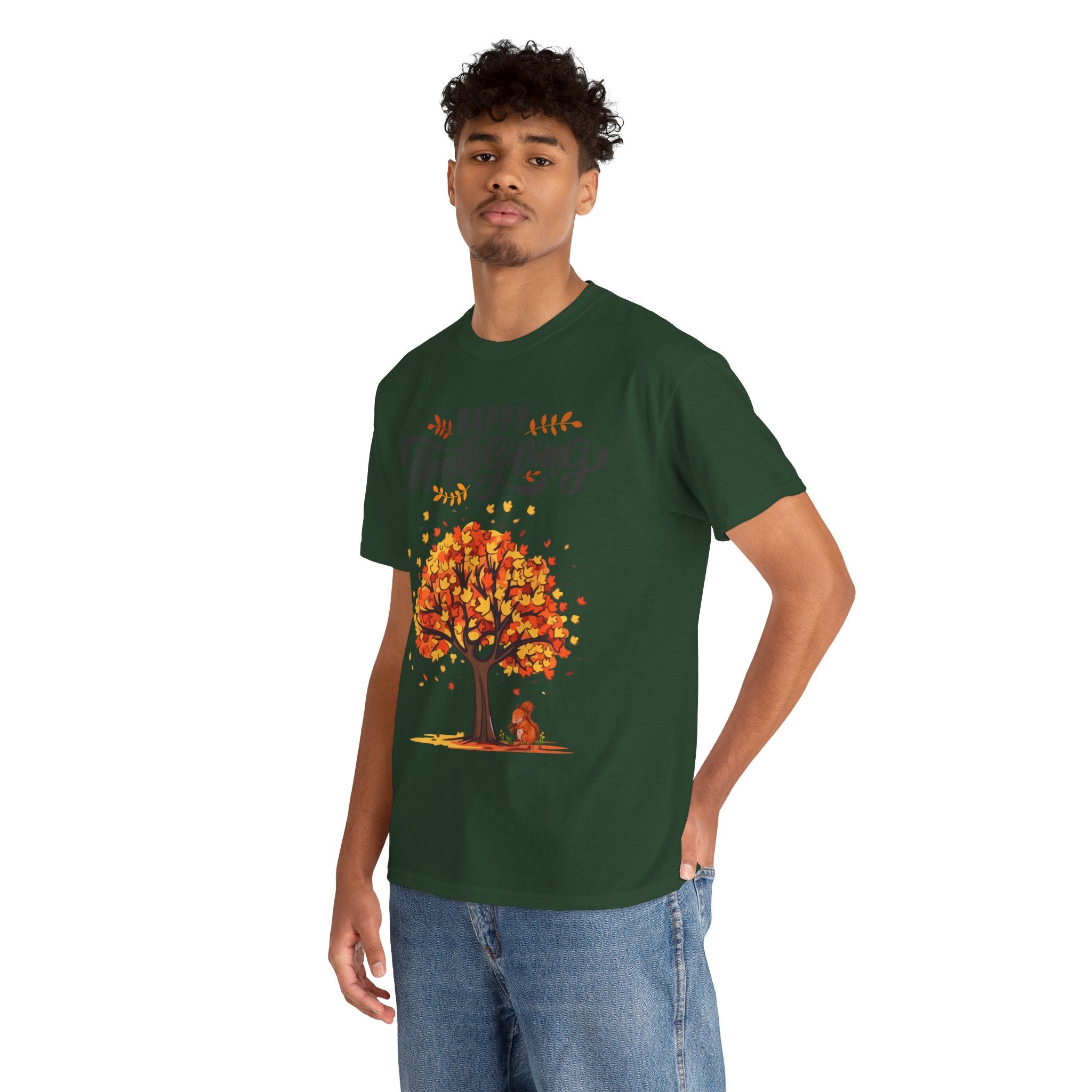 Happy Thanksgiving Tree Unisex Tee, Autumn Shirt, Holiday Apparel, Fall Fashion, Seasonal Gift
