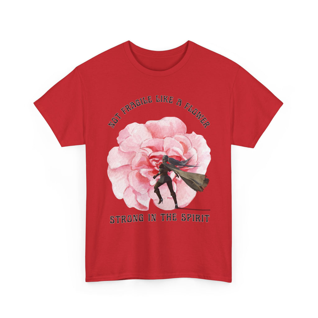 Unisex Heavy Cotton Tee with Empowering Floral Design, Inspirational T-Shirt, Gift for Her, Self-Care Shirt, Women's Day Apparel