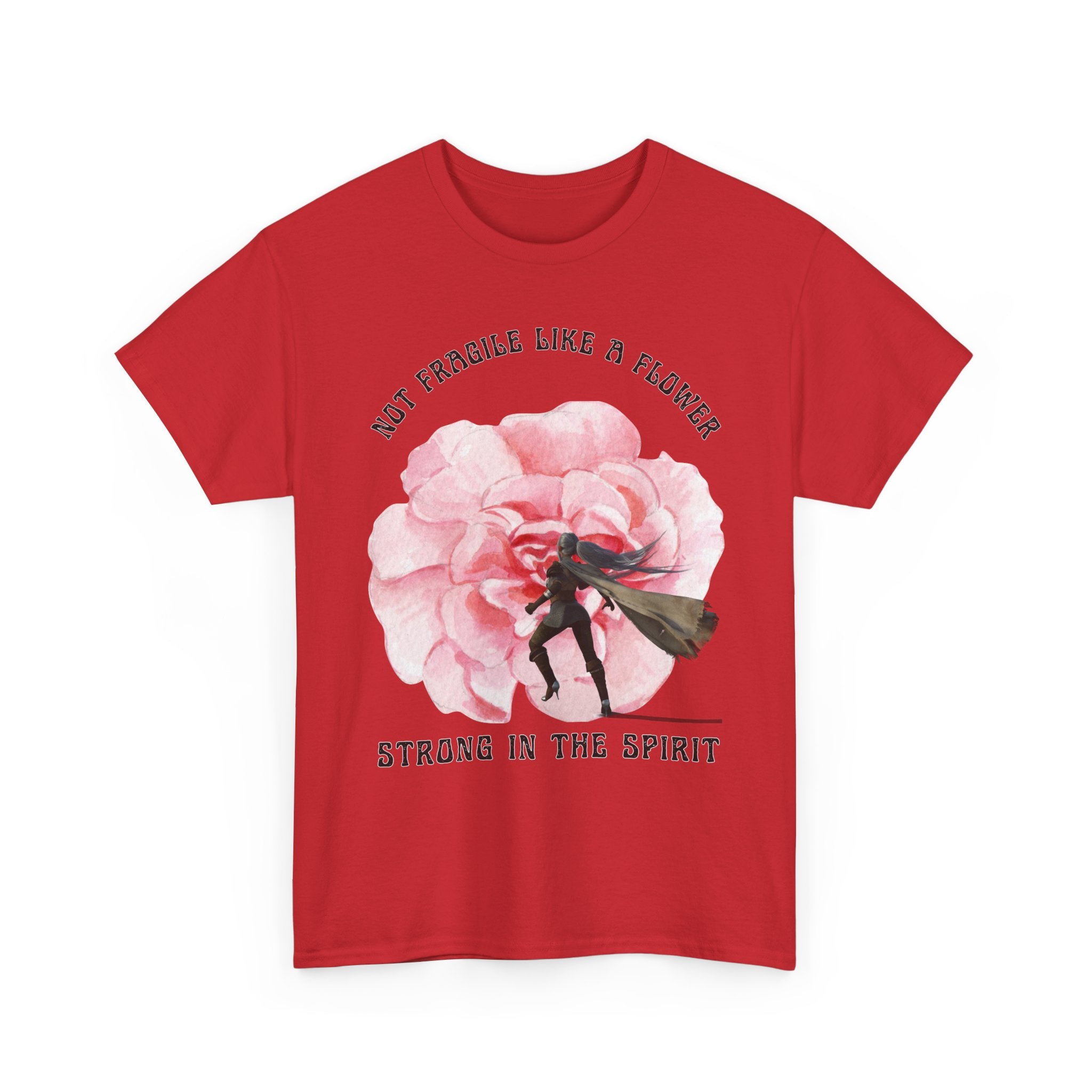 Unisex Heavy Cotton Tee with Empowering Floral Design, Inspirational T-Shirt, Gift for Her, Self-Care Shirt, Women's Day Apparel
