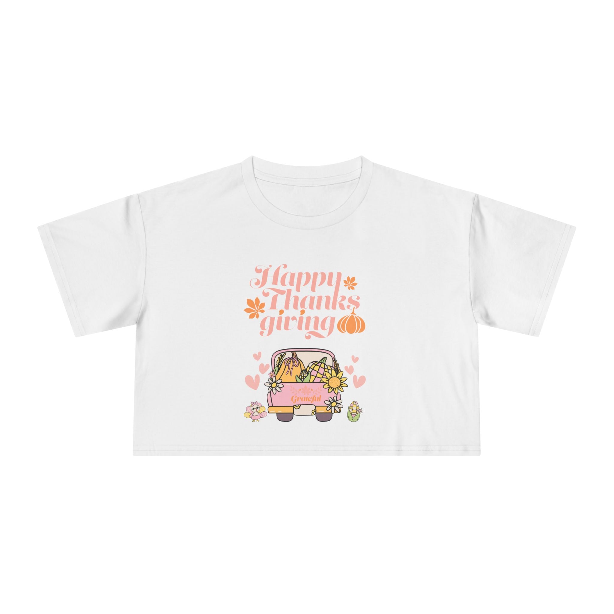 Thanksgiving Women's Crop Tee, Casual T-Shirt, Fall Fashion, Thanksgiving Gift, Cute Thanksgiving Apparel