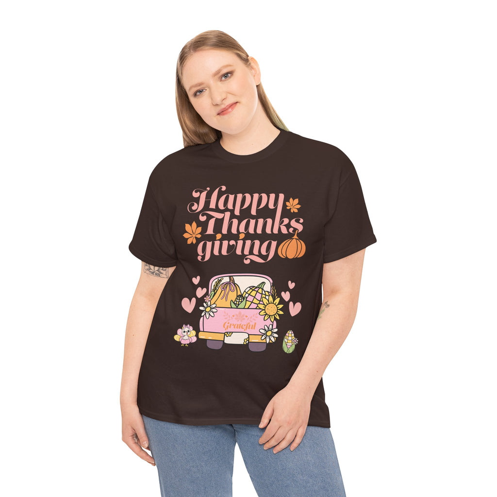 Happy Thanksgiving Unisex Tee | Cozy Autumn Shirt for Family Gatherings, Thanksgiving Celebration, Fall Fashion, Cute Gift Idea