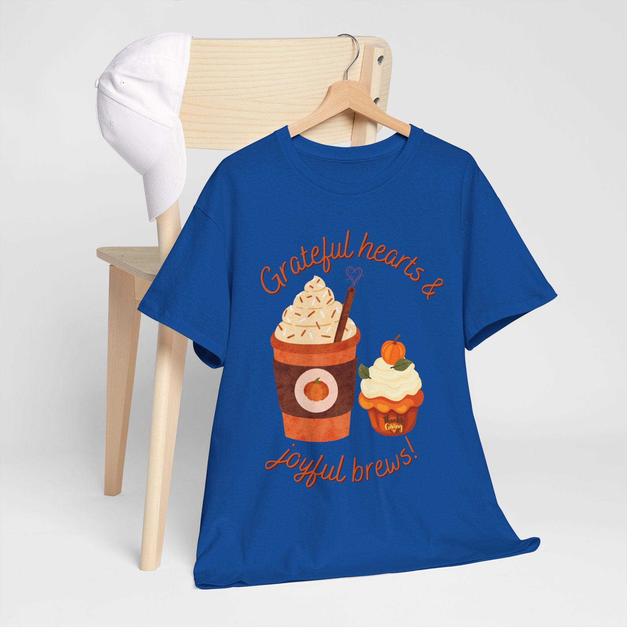 Happy Thanksgiving- Grateful Hearts & Joyful Brews Tee, Unisex Cotton Shirt, Coffee Lovers Gift, Casual Wear, Cute Tee for Celebrations, Fall Fashion