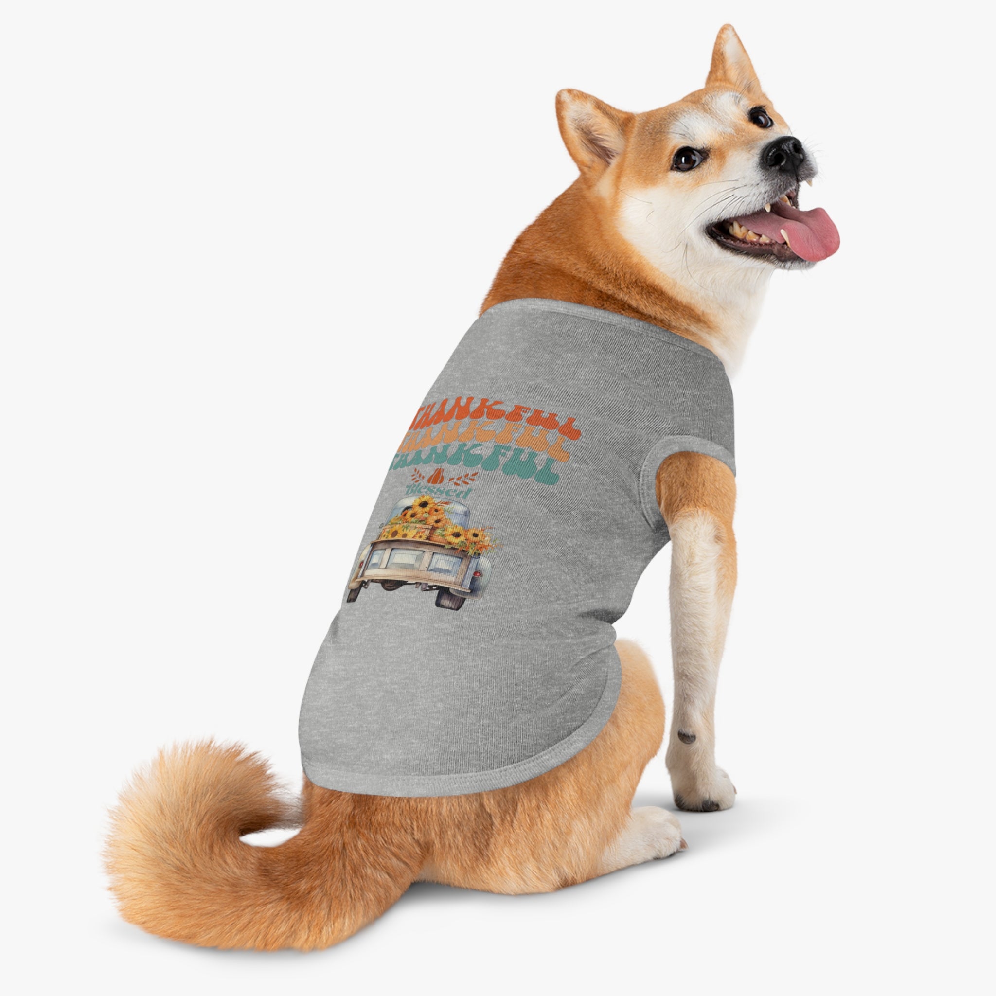 Thankful Pet Tank Top, Cute Dog Shirt, Pet Apparel, Blessed Pet Wear, Fall Fashion for Pets, Gifts for Dog Lovers