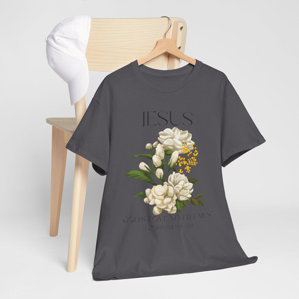 Jesus- God's love never fails-Unisex Heavy Cotton Tee