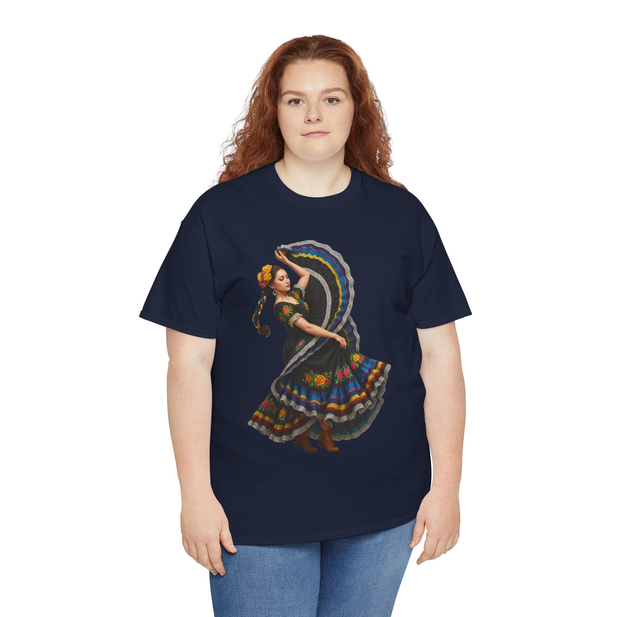 Folklórico Cultural Dance Graphic Tee, Unisex Heavy Cotton T-Shirt, Festival Apparel, Bohemian Style Shirt, Gift for Dancers, Ethnic Art Tee
