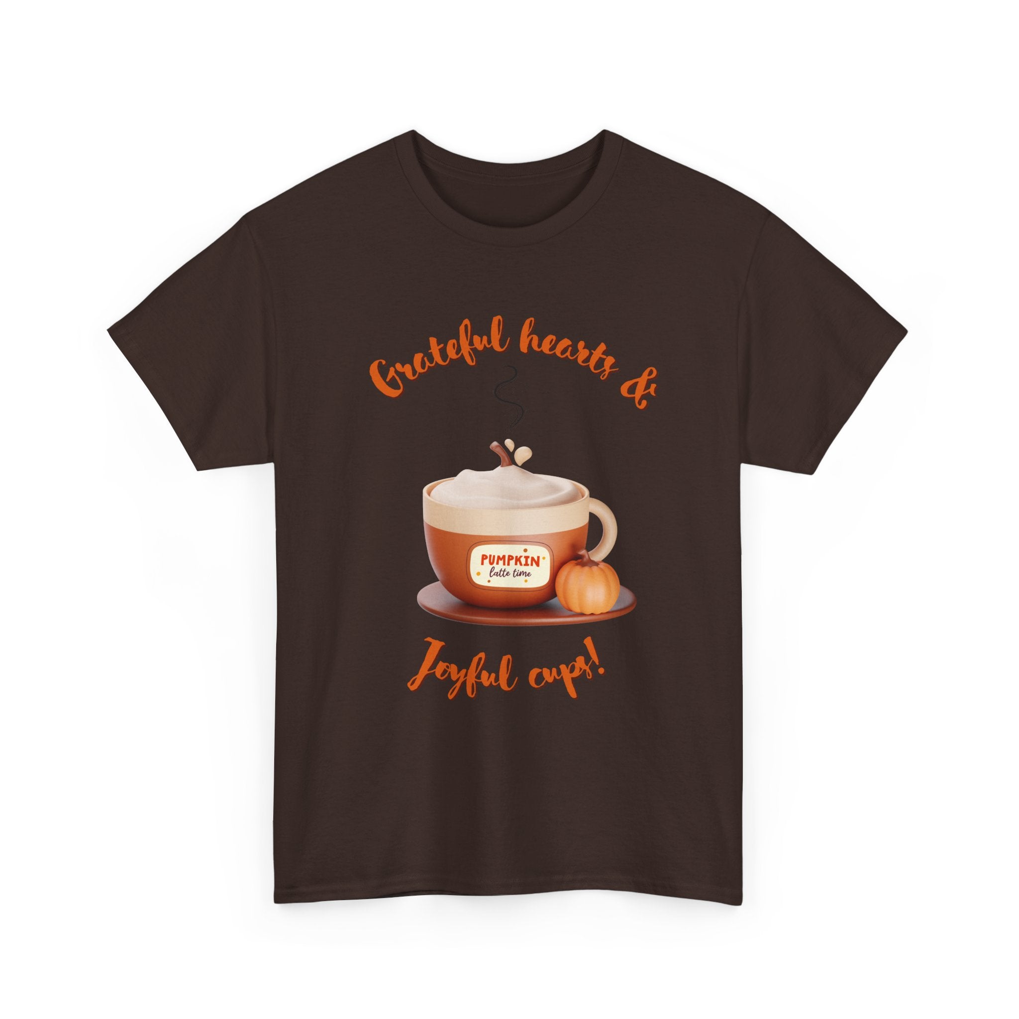 Happy Thanksgiving- Grateful Hearts & Joyful Cups Unisex Tee, Cozy Fall T-Shirt, Thanksgiving Gift, Coffee Lover Apparel, Autumn Fashion