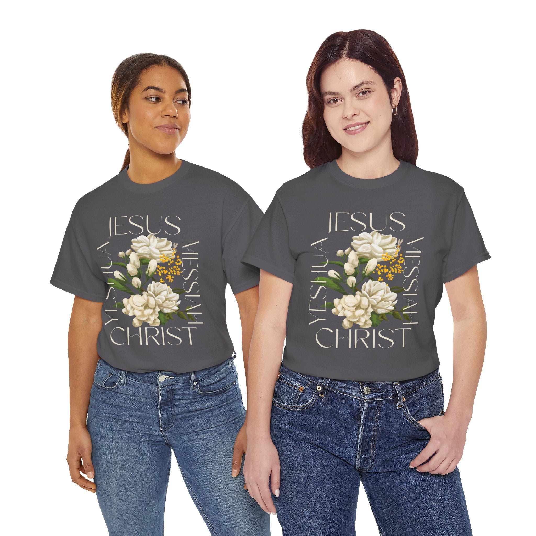 Floral Jesus Christ Tee, Spiritual T-Shirt, Inspirational Unisex Cotton Shirt, Gift for Believers, Christian Apparel