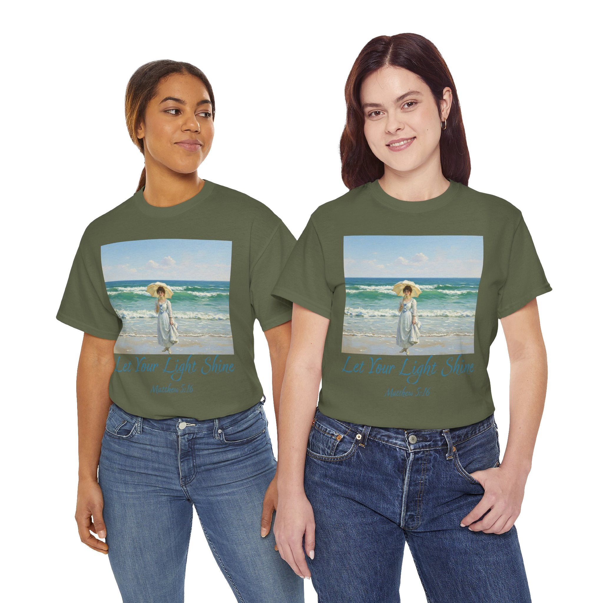 Let Your Light Shine- A Figure with a Parasol-Monet Style- Unisex Cotton Tee, Beach Vibes Shirt, Inspirational Summer Tee, Casual Gift for Her, Perfect for Days at the Shore