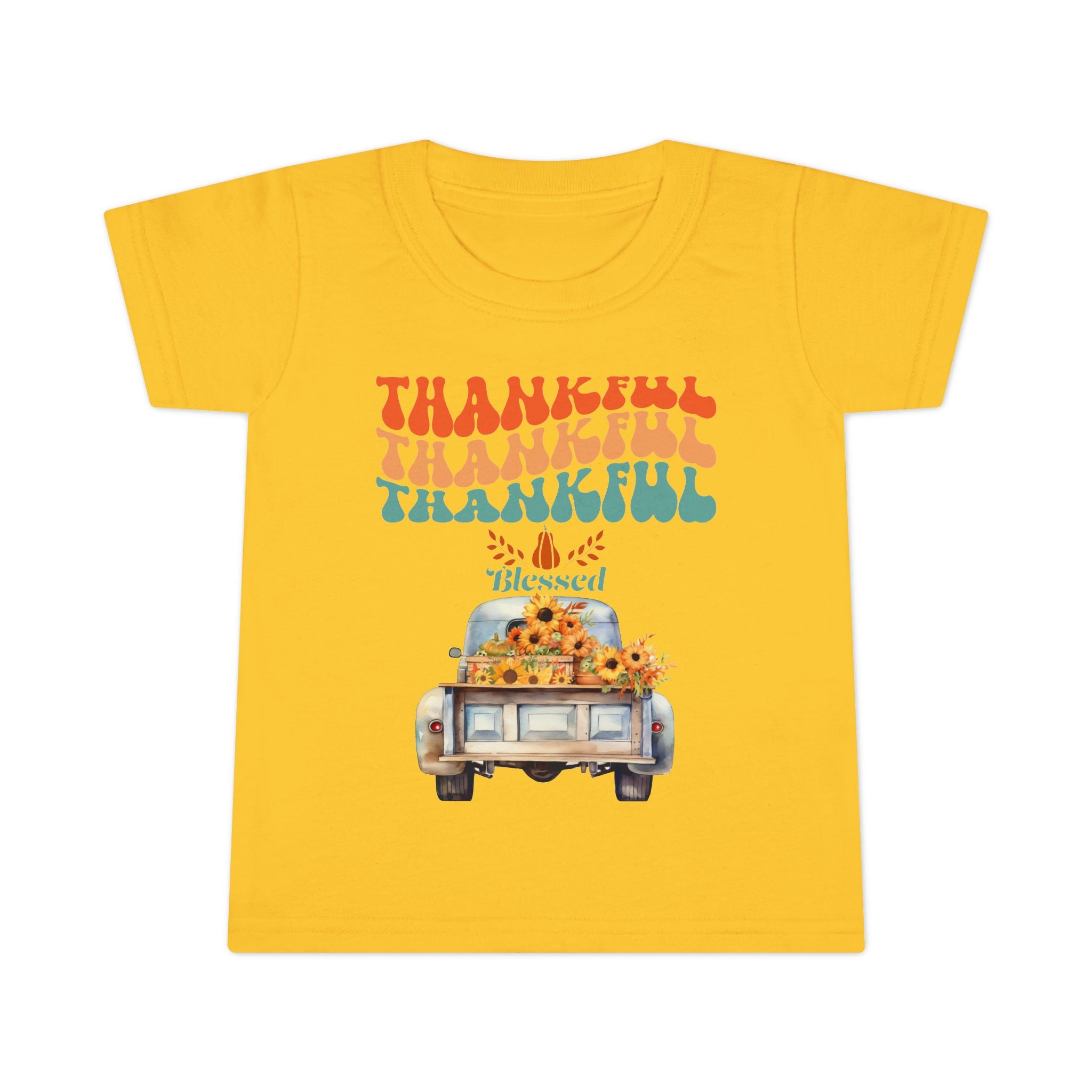 Toddler T-Shirt - Thankful Vintage Car Design, Cute Autumn Apparel, Fall Celebration Shirt, Kids Gratitude Tee, Gifts for Thanksgiving