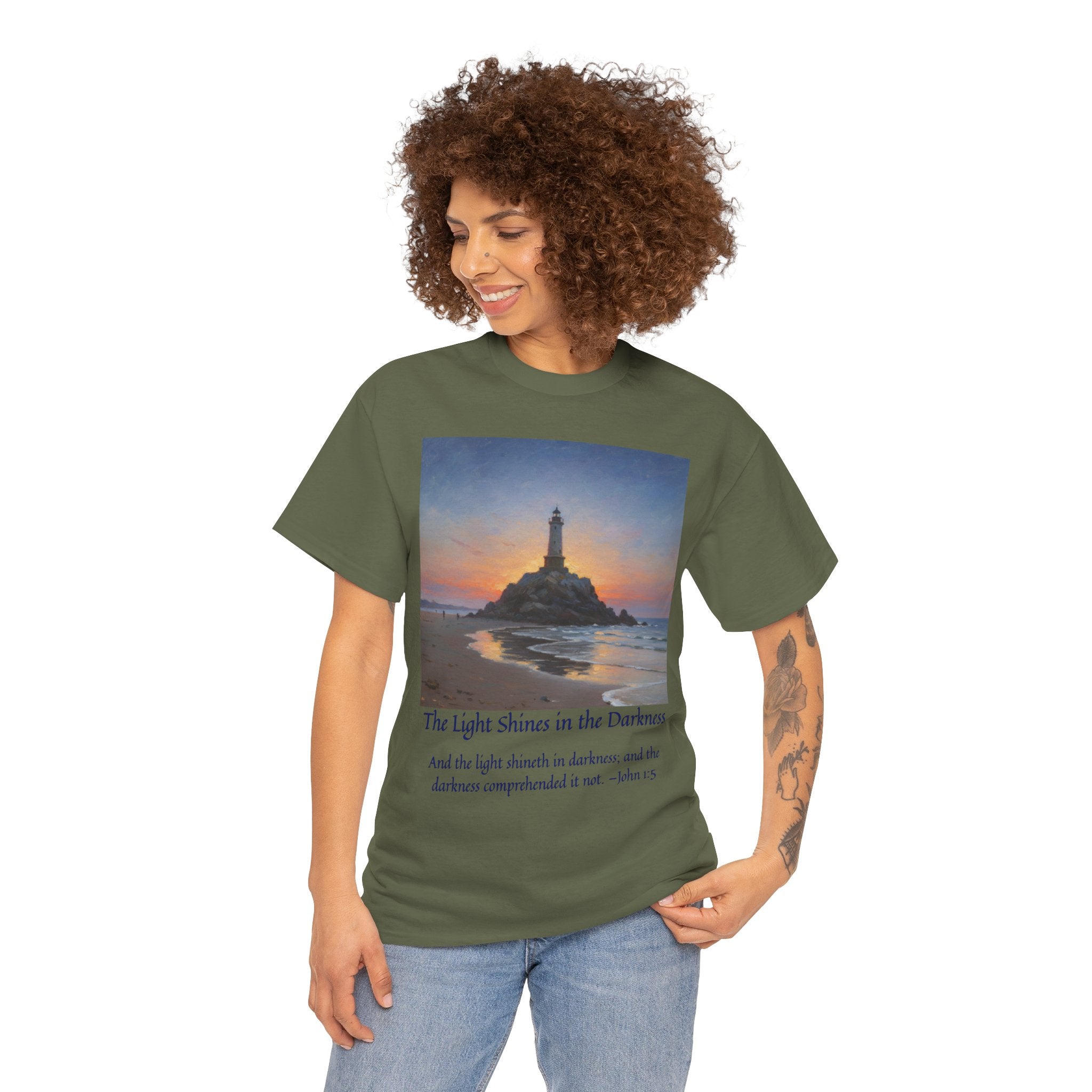 Light in Darkness Unisex Cotton Tee-inspired by Monet, Inspirational Shirt, Bible Verse Tee, Faith-Based Apparel, Perfect Gift for All Occasions