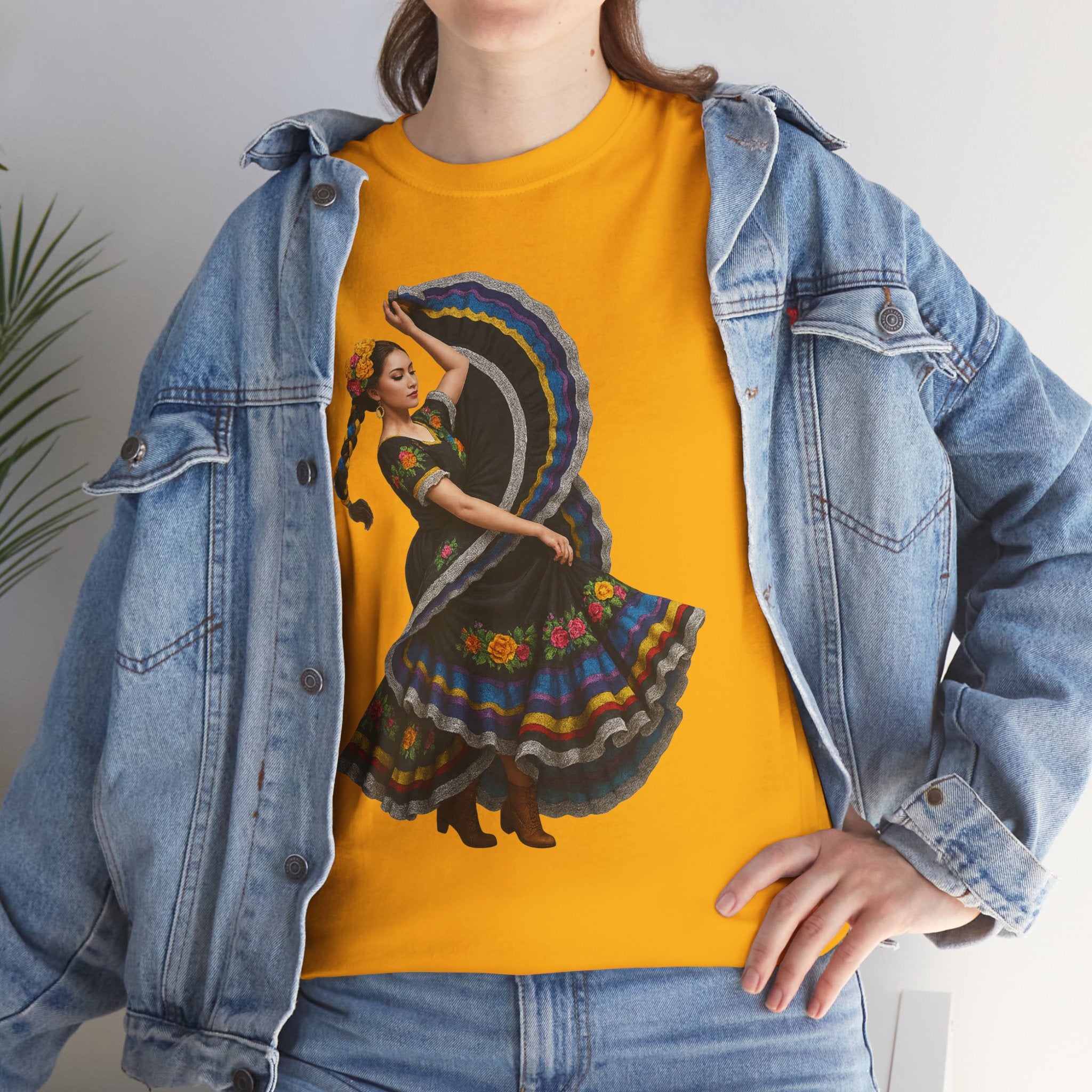 Folklórico Cultural Dance Graphic Tee, Unisex Heavy Cotton T-Shirt, Festival Apparel, Bohemian Style Shirt, Gift for Dancers, Ethnic Art Tee