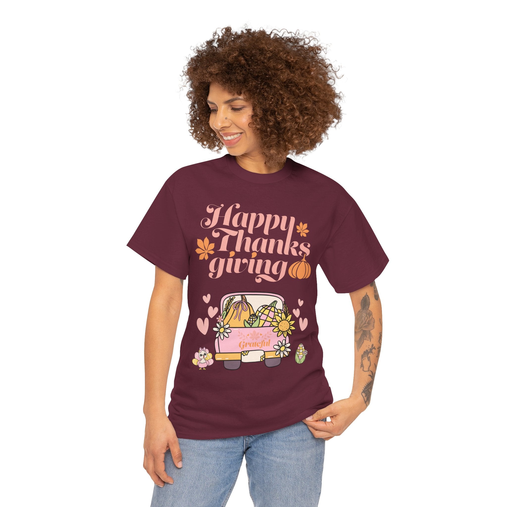 Happy Thanksgiving Unisex Tee | Cozy Autumn Shirt for Family Gatherings, Thanksgiving Celebration, Fall Fashion, Cute Gift Idea