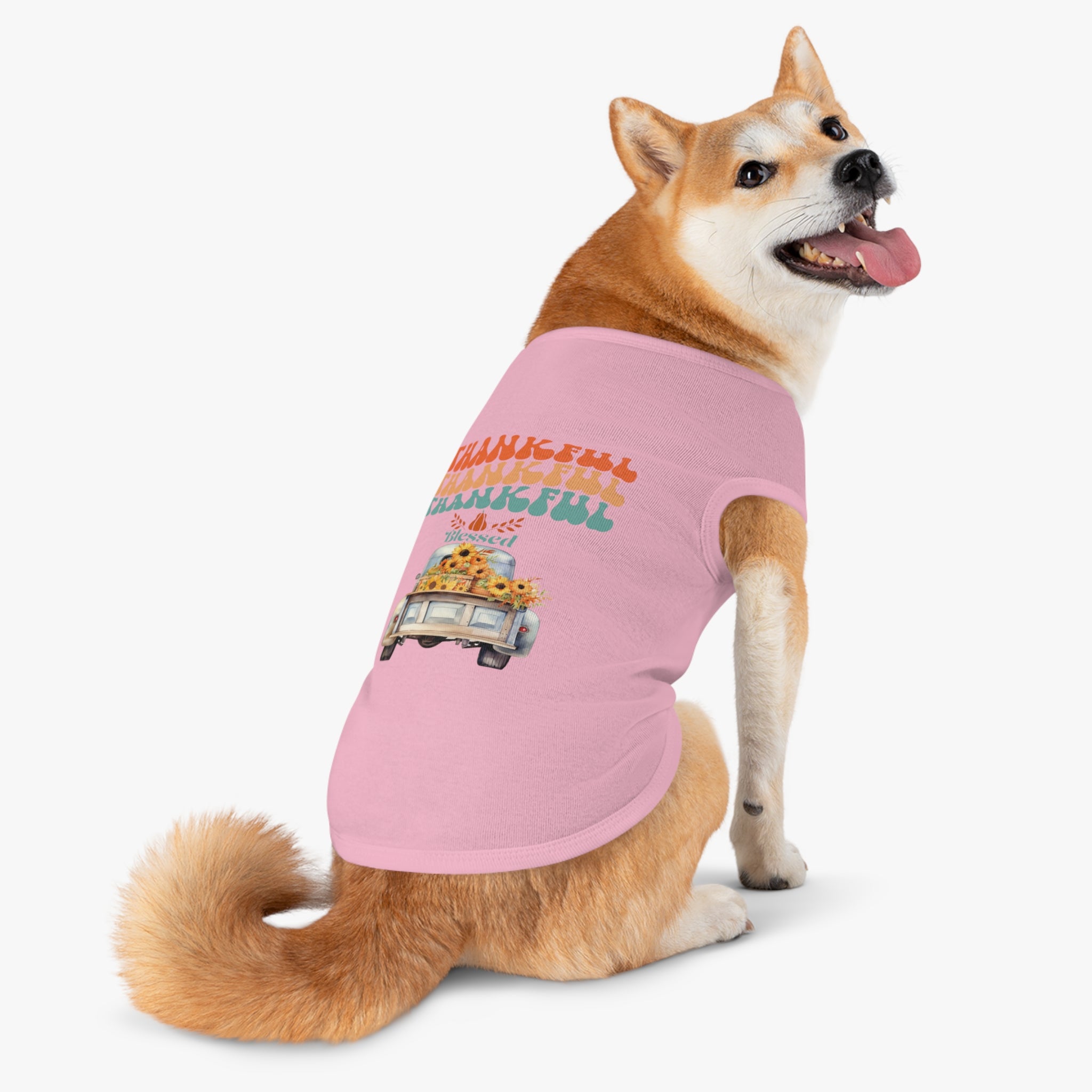 Thankful Pet Tank Top, Cute Dog Shirt, Pet Apparel, Blessed Pet Wear, Fall Fashion for Pets, Gifts for Dog Lovers