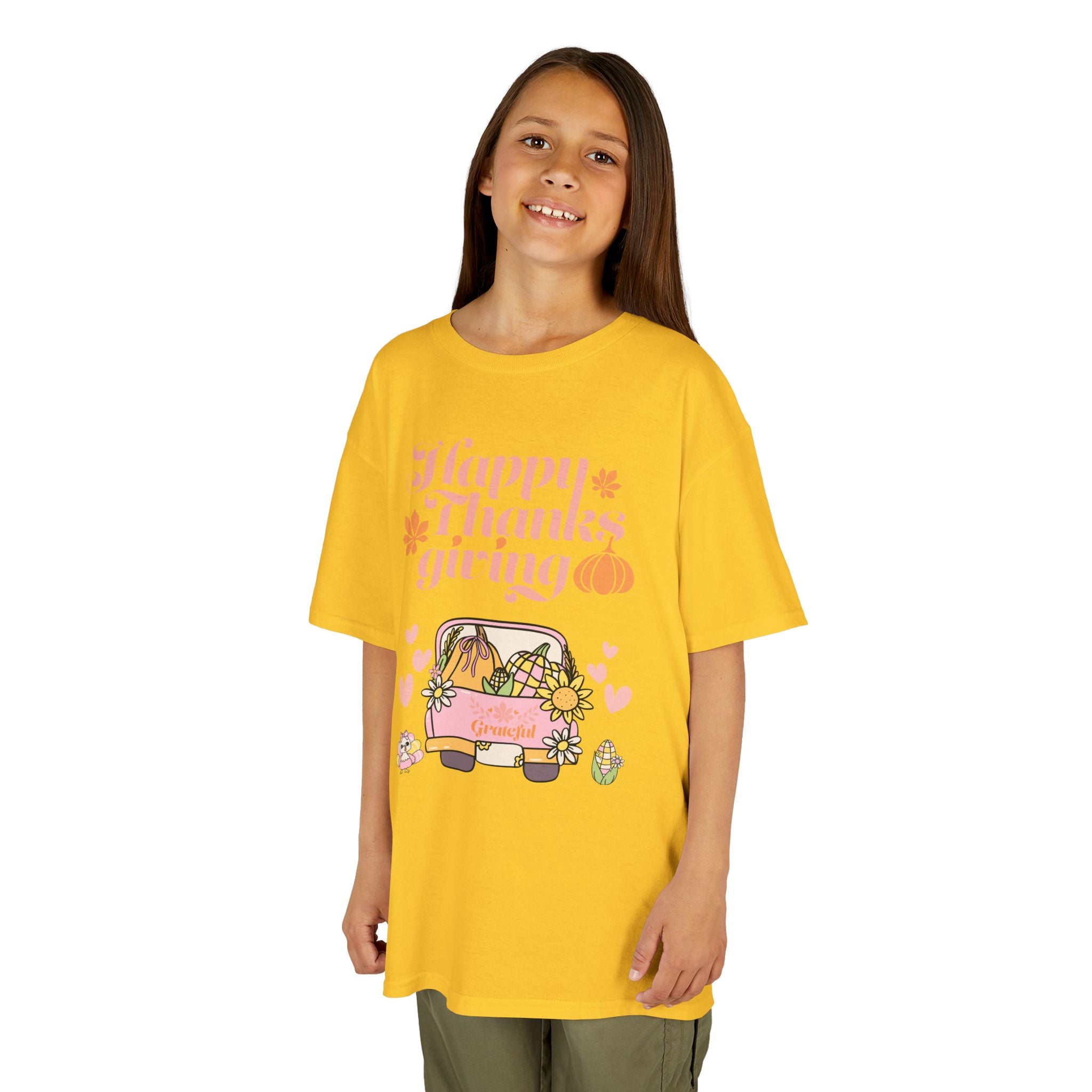 Happy Thanksgiving Kids Tee, Fall T-Shirt, Cute Pumpkin Shirt, Autumn Apparel, Kids Harvest Tee, Seasonal Kids Clothing