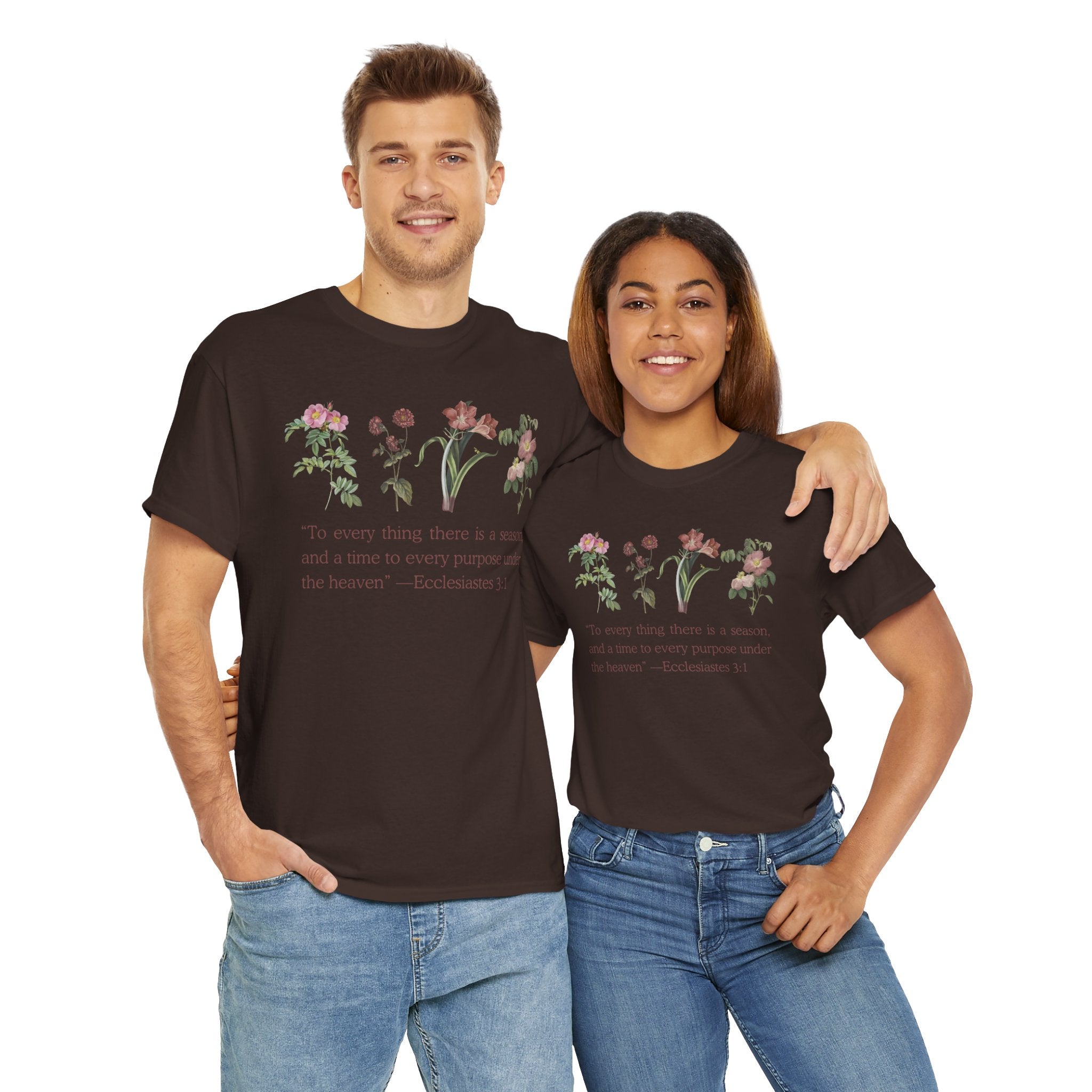 Christian -Biblical Inspirational Floral Quote Tee, Nature Lover Gift, Eco-Friendly Fashion, Casual Everyday Wear