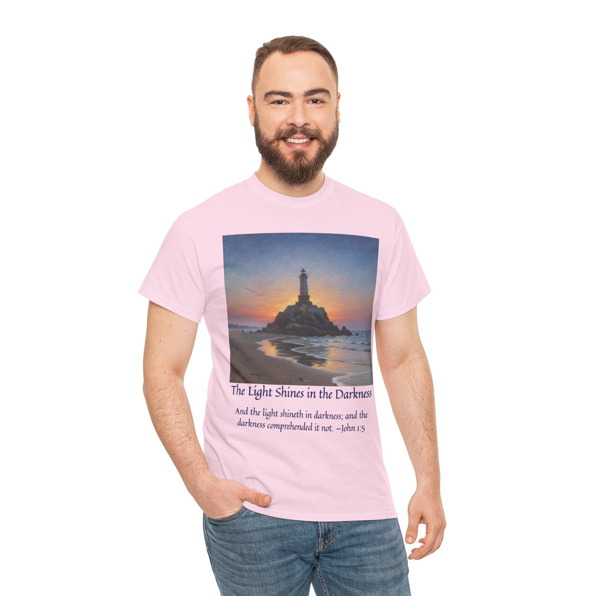 Light in Darkness Unisex Cotton Tee-inspired by Monet, Inspirational Shirt, Bible Verse Tee, Faith-Based Apparel, Perfect Gift for All Occasions