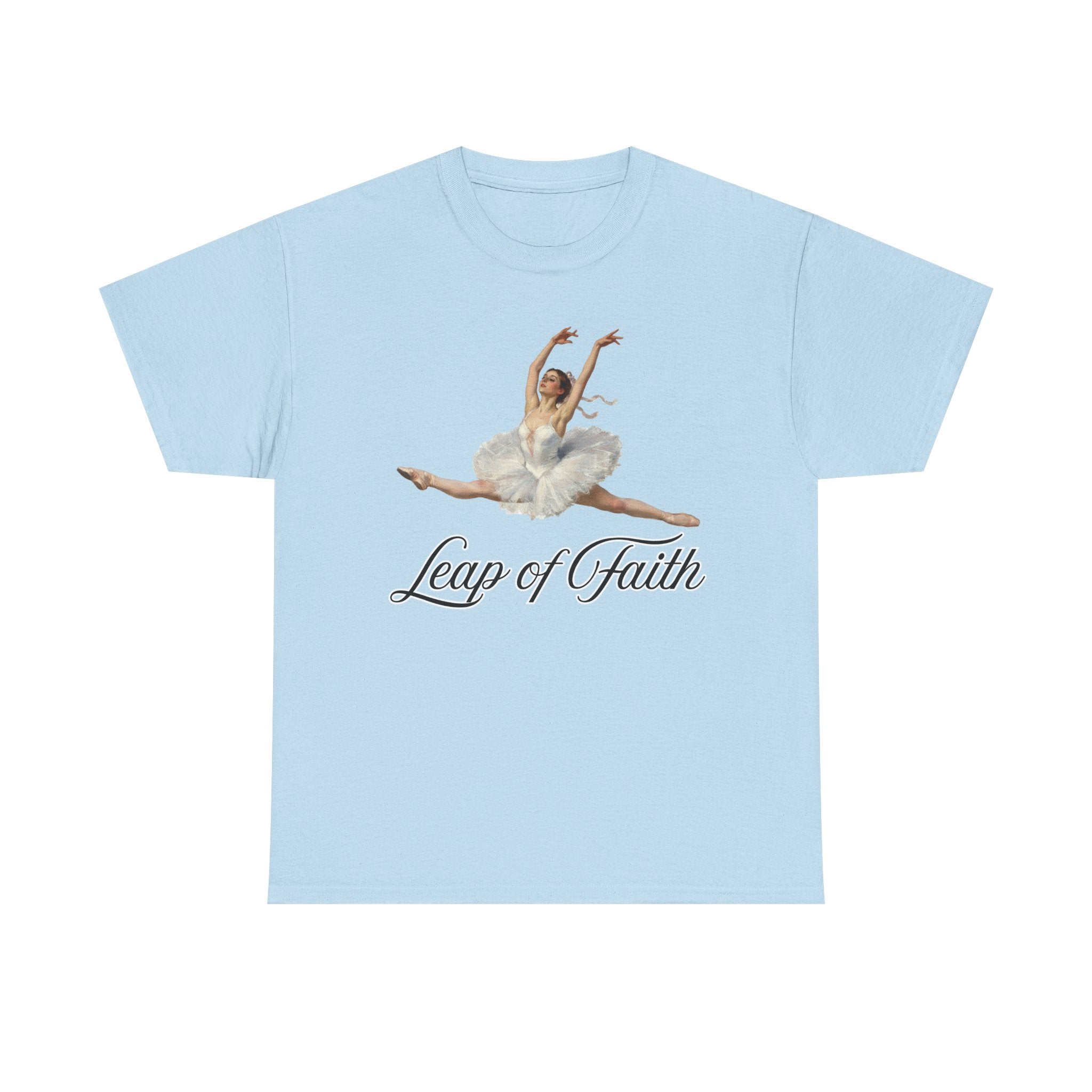 Ballet Inspired Tee - Leap of Faith, Dance Gift, Unisex Cotton Shirt, Inspirational Apparel, Performance Wear, Gift for Dancers-Ballerina in a split leap, inspired by the impressionistic ballet studies of Edgar Degas.
