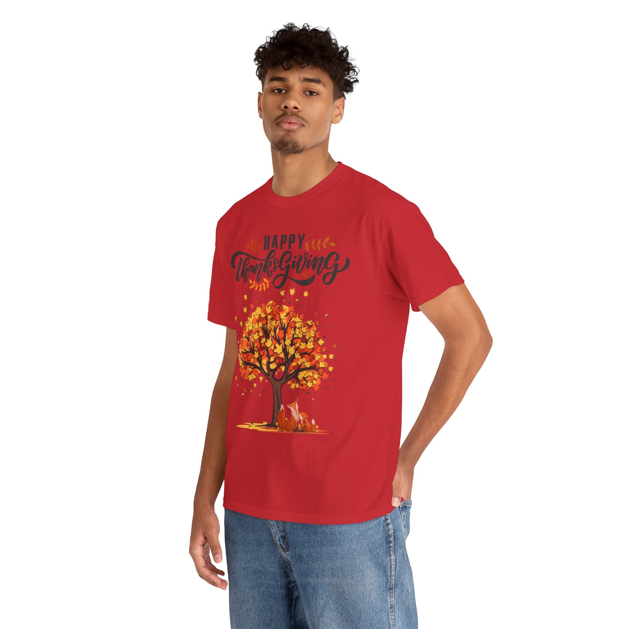 Thanksgiving Tree Tee, Fall T-Shirt, Autumn Apparel, Cozy Gift for Family, Cute Holiday Top