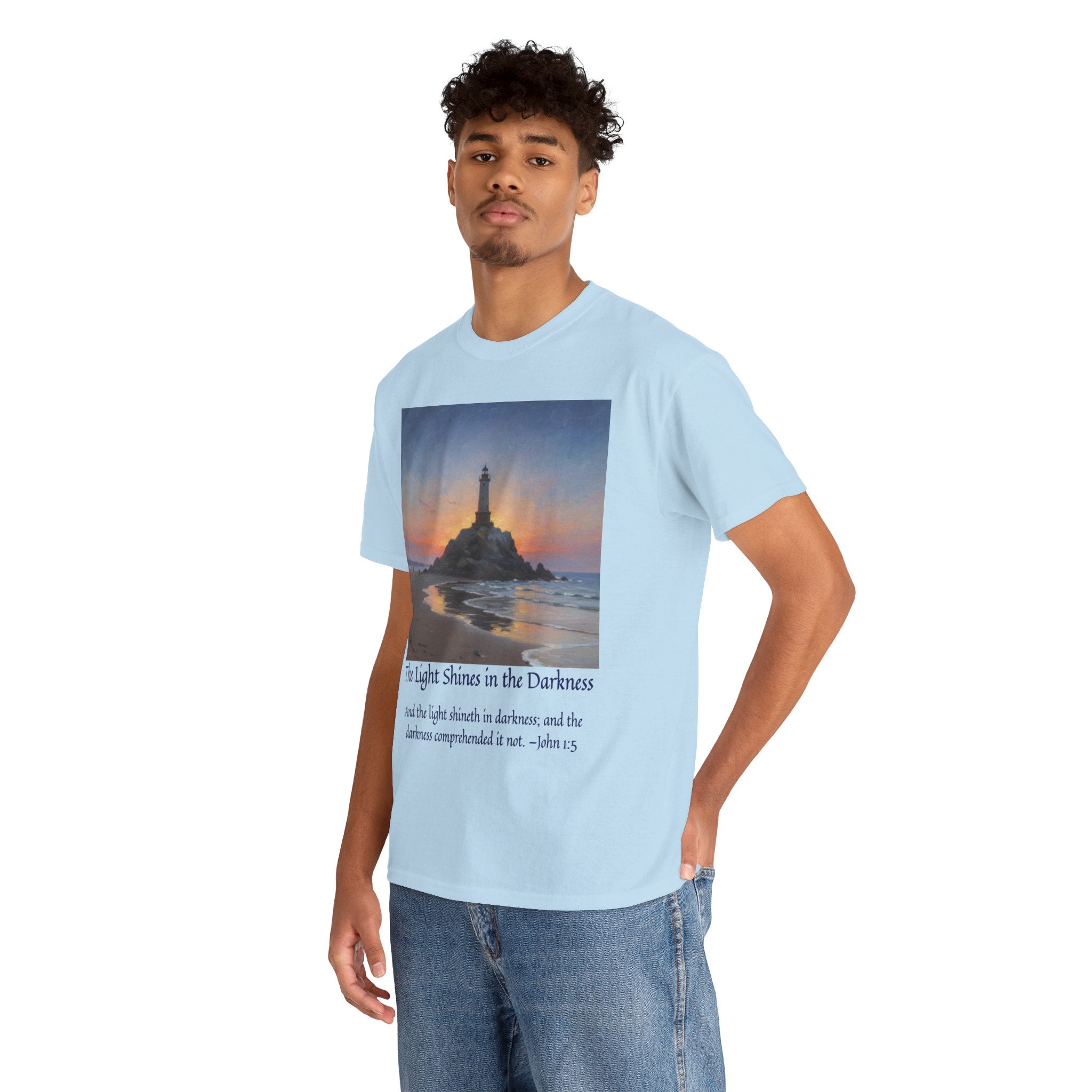 Light in Darkness Unisex Cotton Tee-inspired by Monet, Inspirational Shirt, Bible Verse Tee, Faith-Based Apparel, Perfect Gift for All Occasions