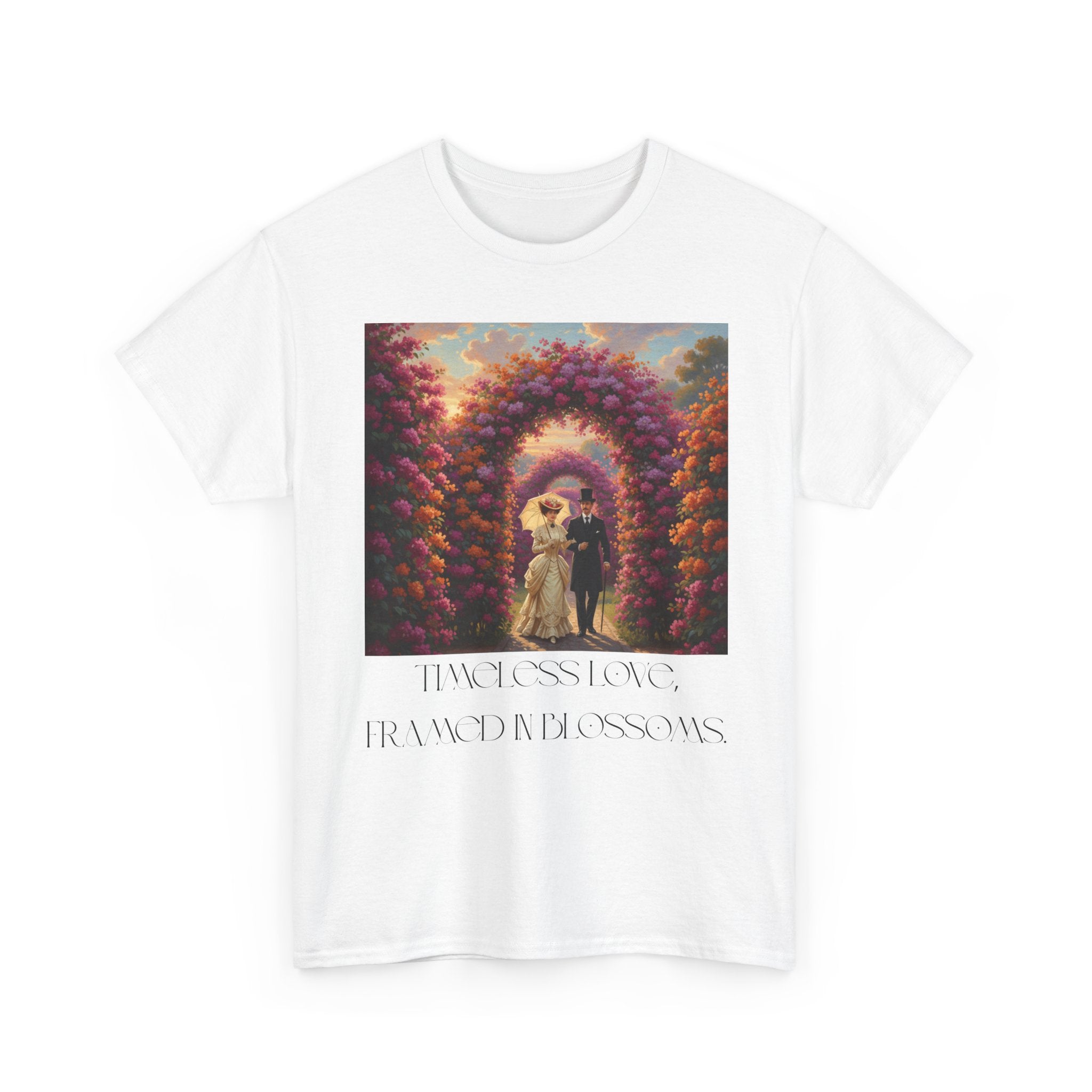 Whimsical Unisex Heavy Cotton Tee, Bohemian Vintage Shirt, Relaxed Fit Graphic Tee, Spring Flower T-Shirt, Casual Everyday Wear