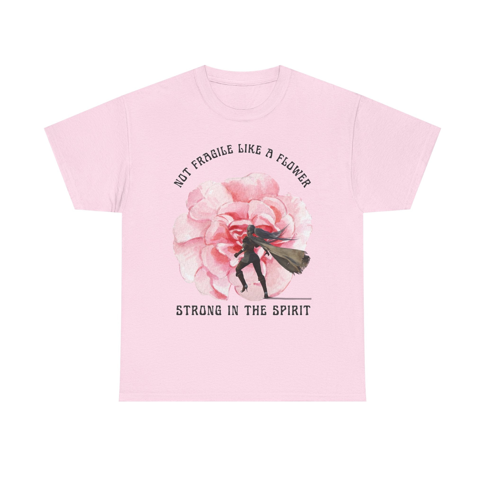 Unisex Heavy Cotton Tee with Empowering Floral Design, Inspirational T-Shirt, Gift for Her, Self-Care Shirt, Women's Day Apparel