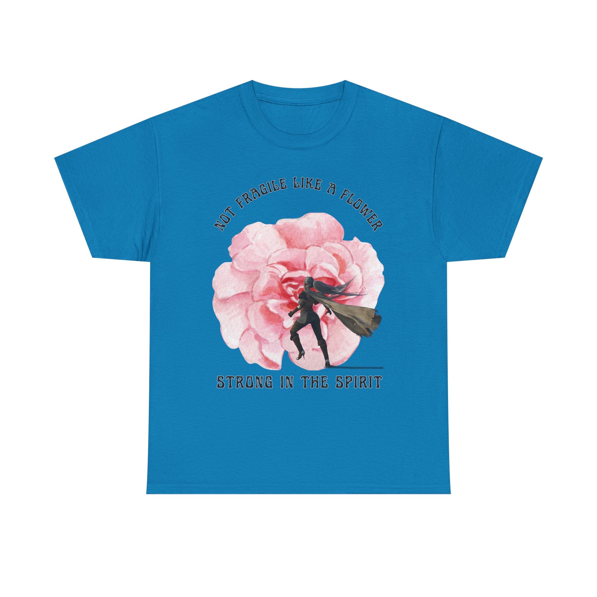 Unisex Heavy Cotton Tee with Empowering Floral Design, Inspirational T-Shirt, Gift for Her, Self-Care Shirt, Women's Day Apparel