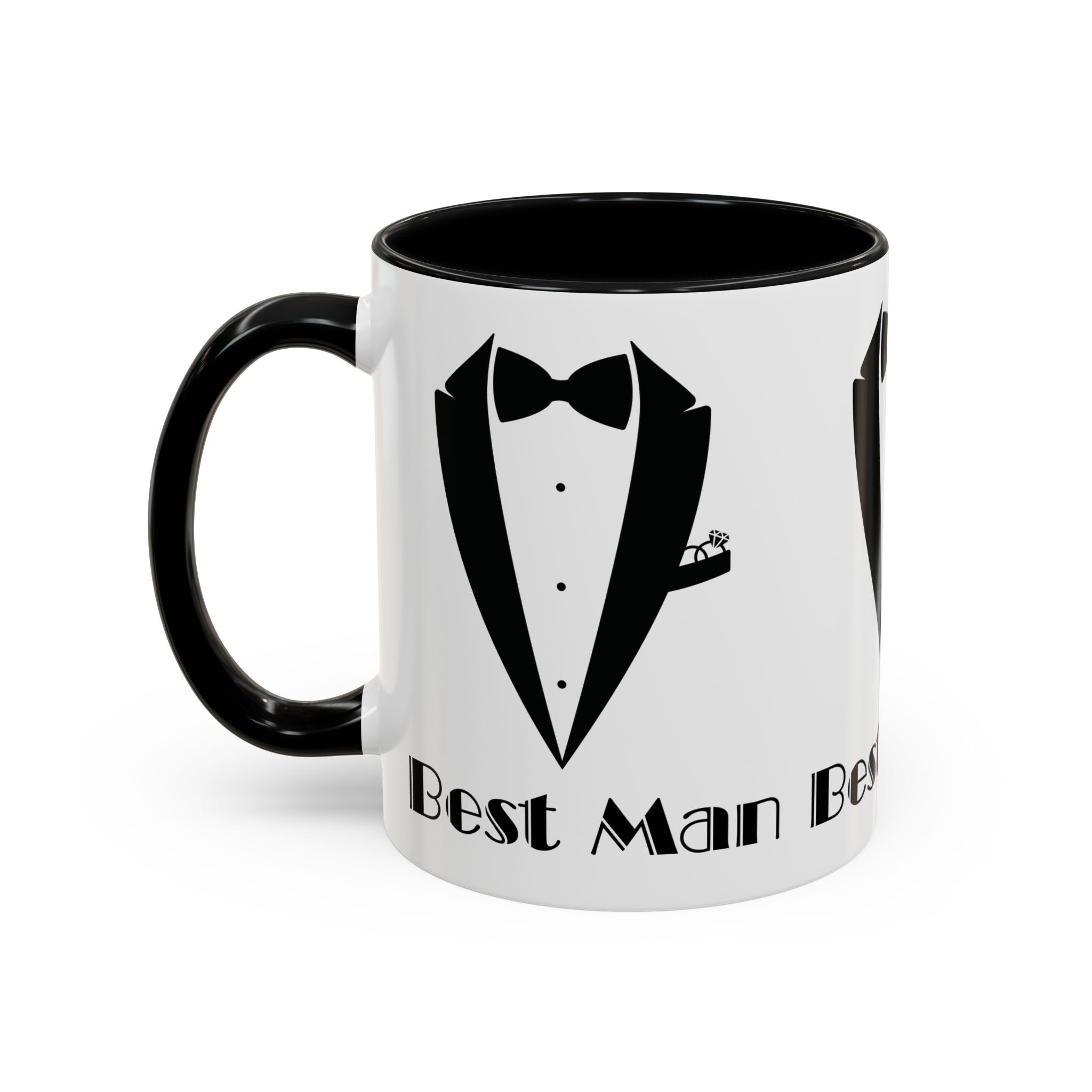 Best Man Accent Coffee Mug 11/15 oz, Groom’s Gift, Wedding Party Favor, Unique Best Man Gift, Black and White Coffee Cup