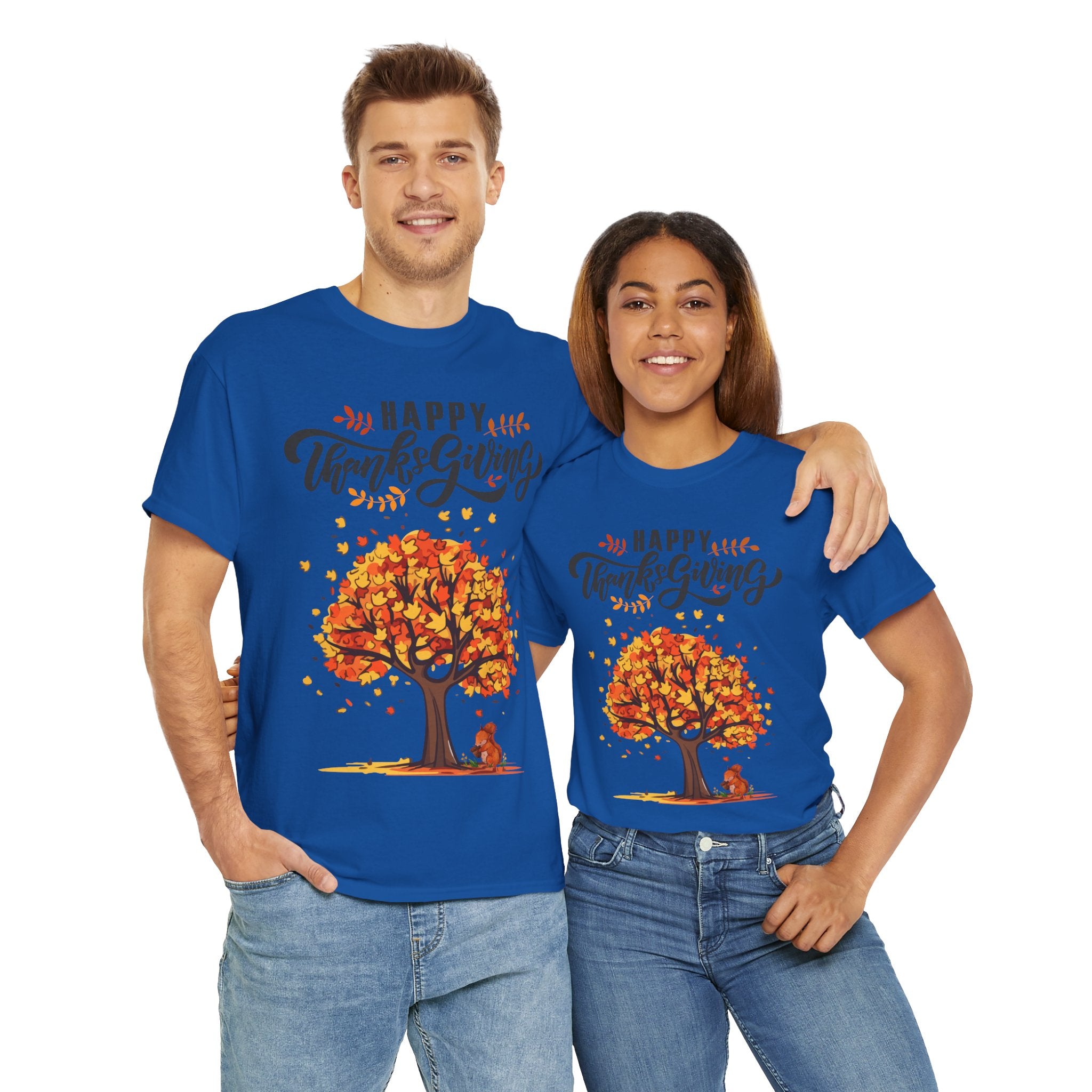 Happy Thanksgiving Tree Unisex Tee, Autumn Shirt, Holiday Apparel, Fall Fashion, Seasonal Gift
