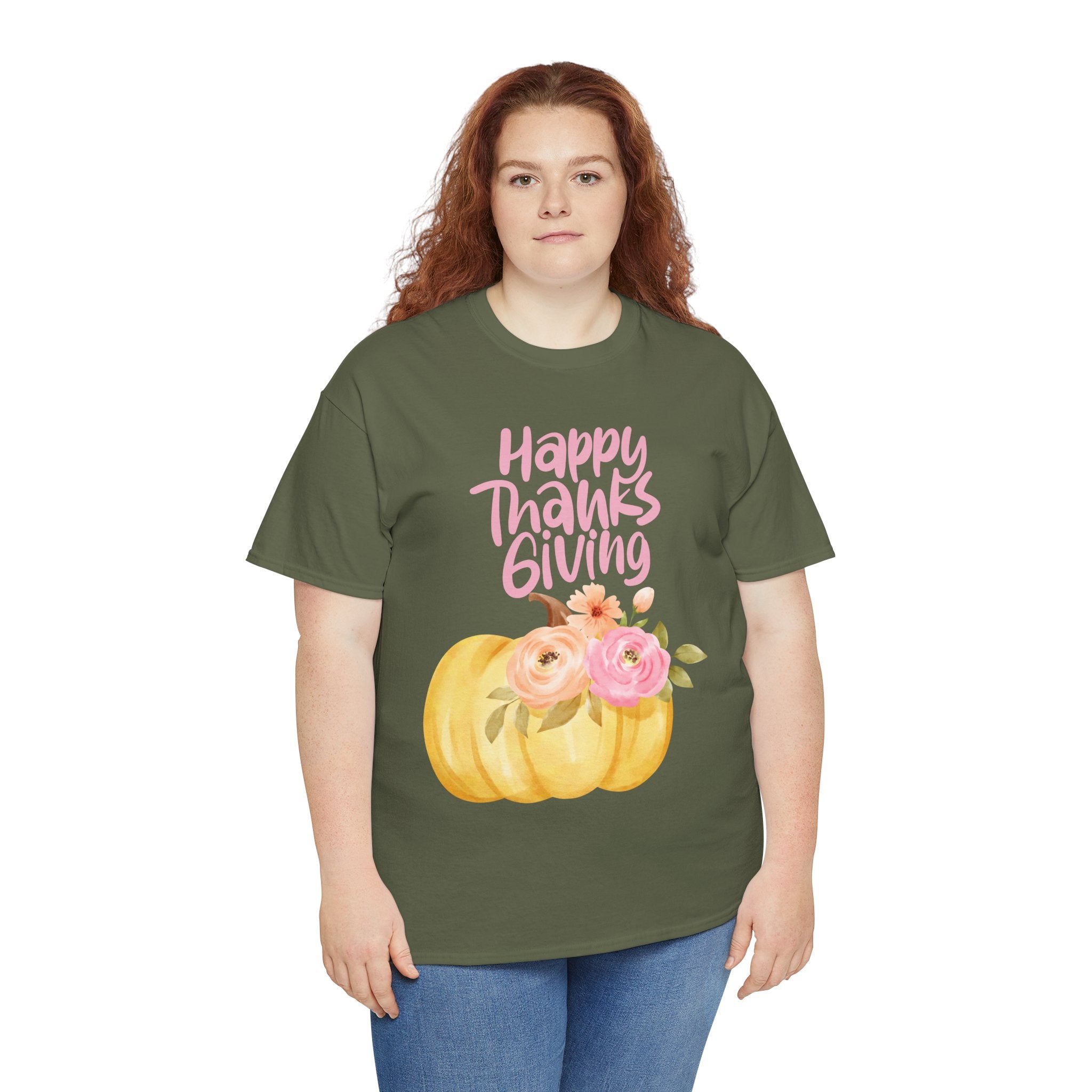 Thanksgiving Floral Tee, Holiday Shirt, Fall Fashion, Gifts for Her, Pumpkin T-Shirt, Autumn Apparel, Friendsgiving Outfit