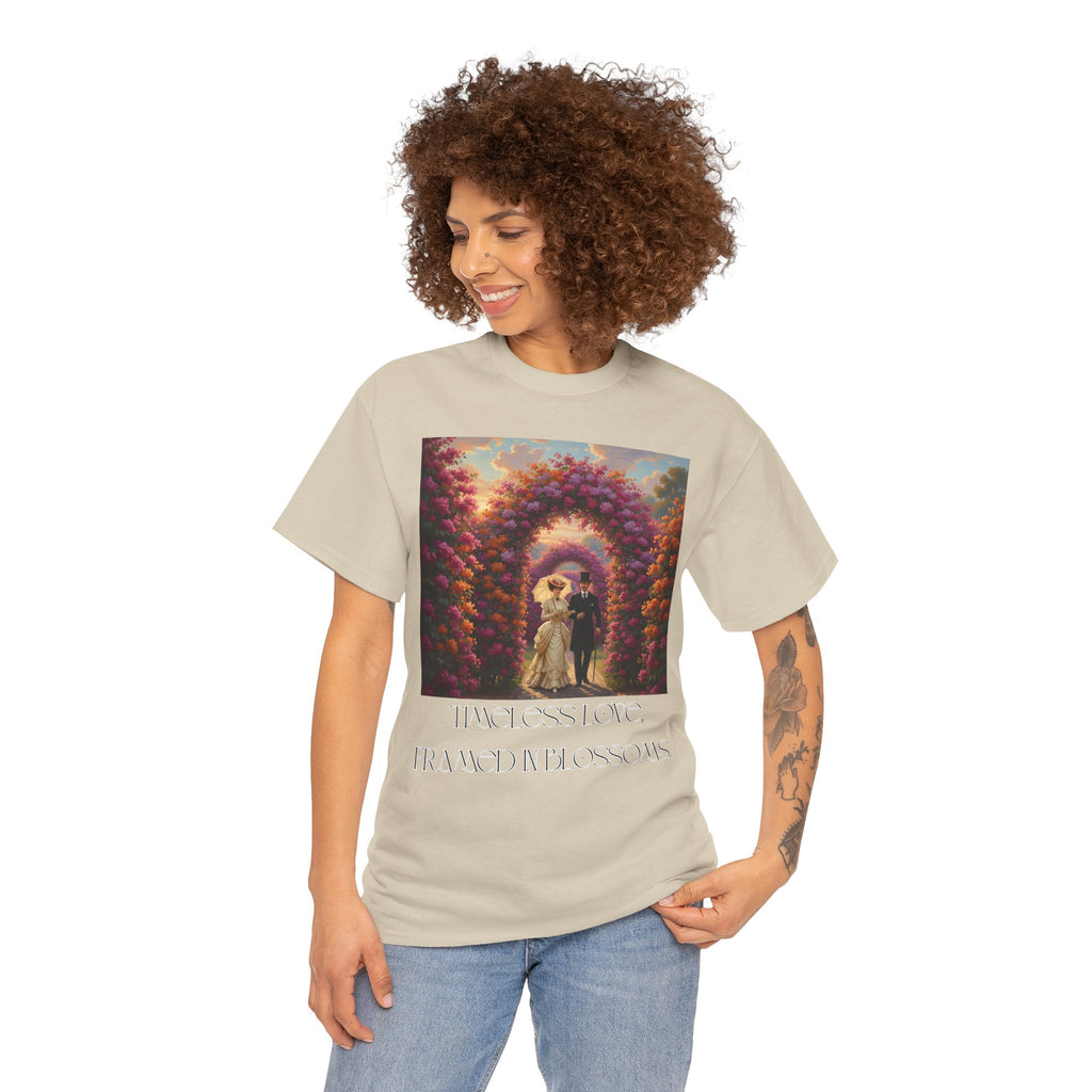 Whimsical Unisex Heavy Cotton Tee, Bohemian Vintage Shirt, Relaxed Fit Graphic Tee, Spring Flower T-Shirt, Casual Everyday Wear